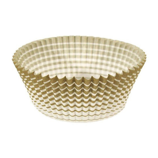 Ateco 6439 Gold Stripe Baking Cups, 2 x 1 1/4 Inch, Pack of 200 - Premium Cupcake Liners for Baking, Party Decorations & Holiday Desserts