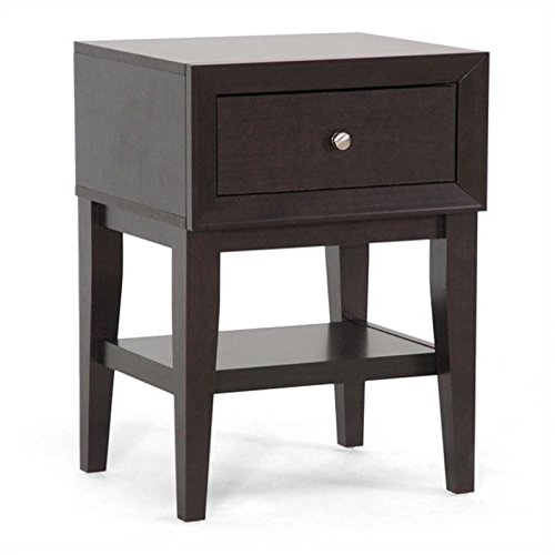 Allora 1-Drawer and Shelf Engineered Wood End Table in Dark Brown - Modern Nightstand for Bedroom, Living Room & Office - Compact Side Table with Storage Space