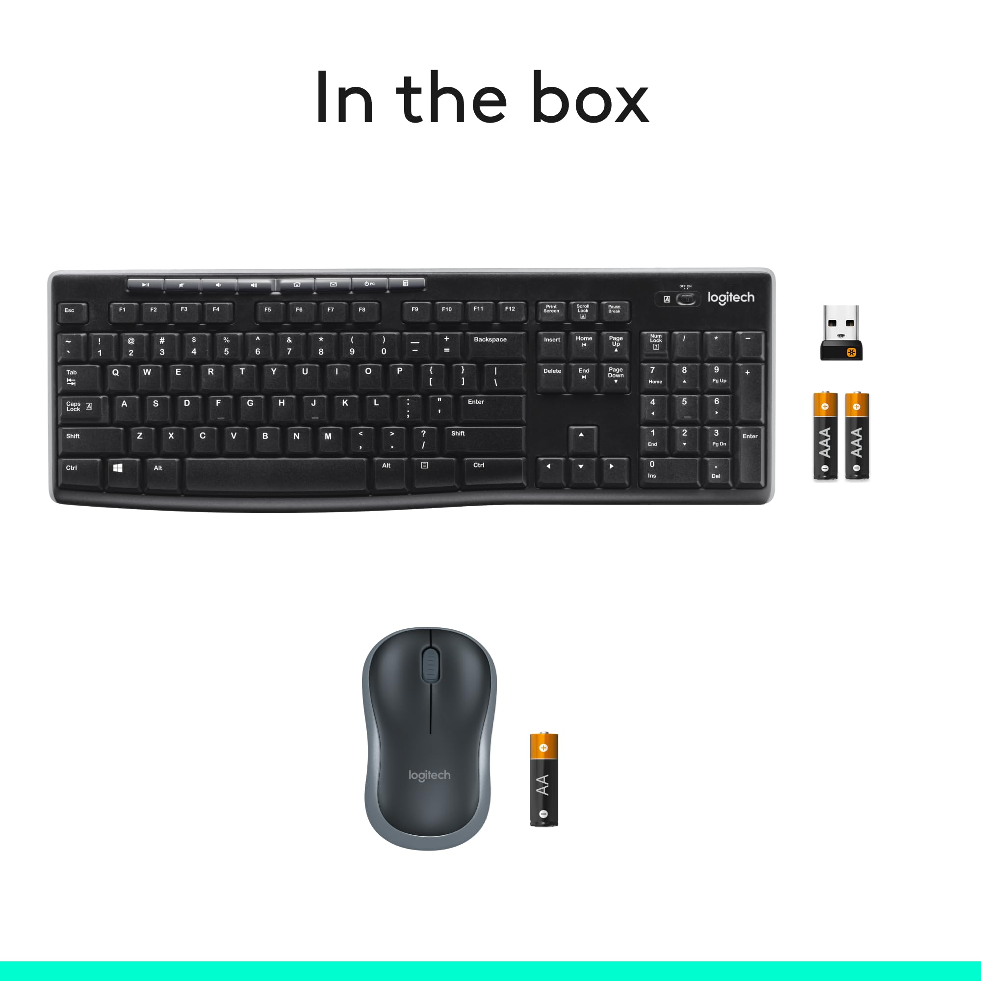 Logitech MK270 Wireless Keyboard and Mouse Combo - 2.4GHz Wireless, Compact Design, 8 Multimedia Keys for Windows PC & Laptop (Black) - Perfect for Home Office, Gaming, and Remote Work