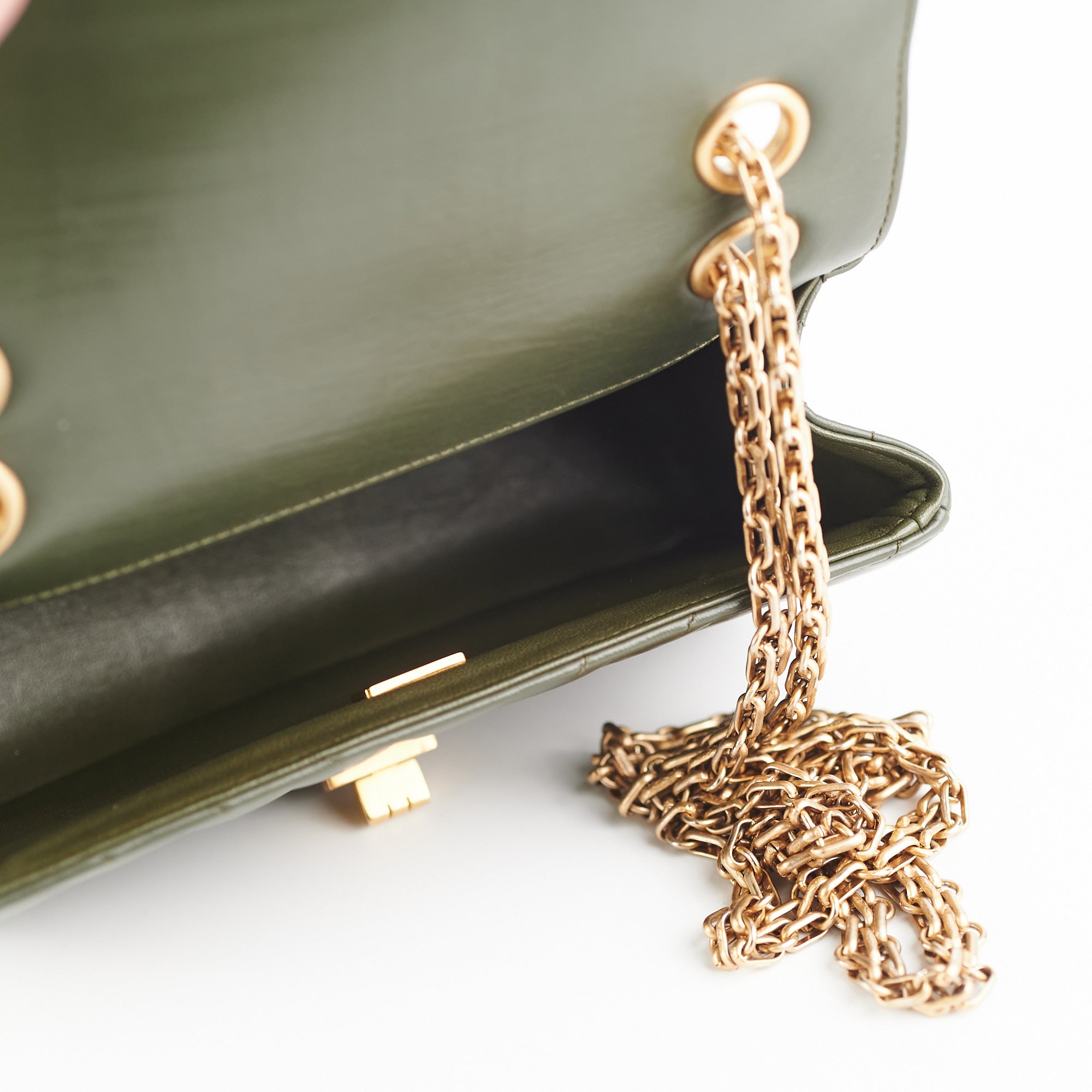 Authentic Chanel Mini 2.55 Chevron Reissue Bag in Khaki Green with Microchip - Luxury Crossbody Purse for Women, Perfect for Date Nights & Special Occasions