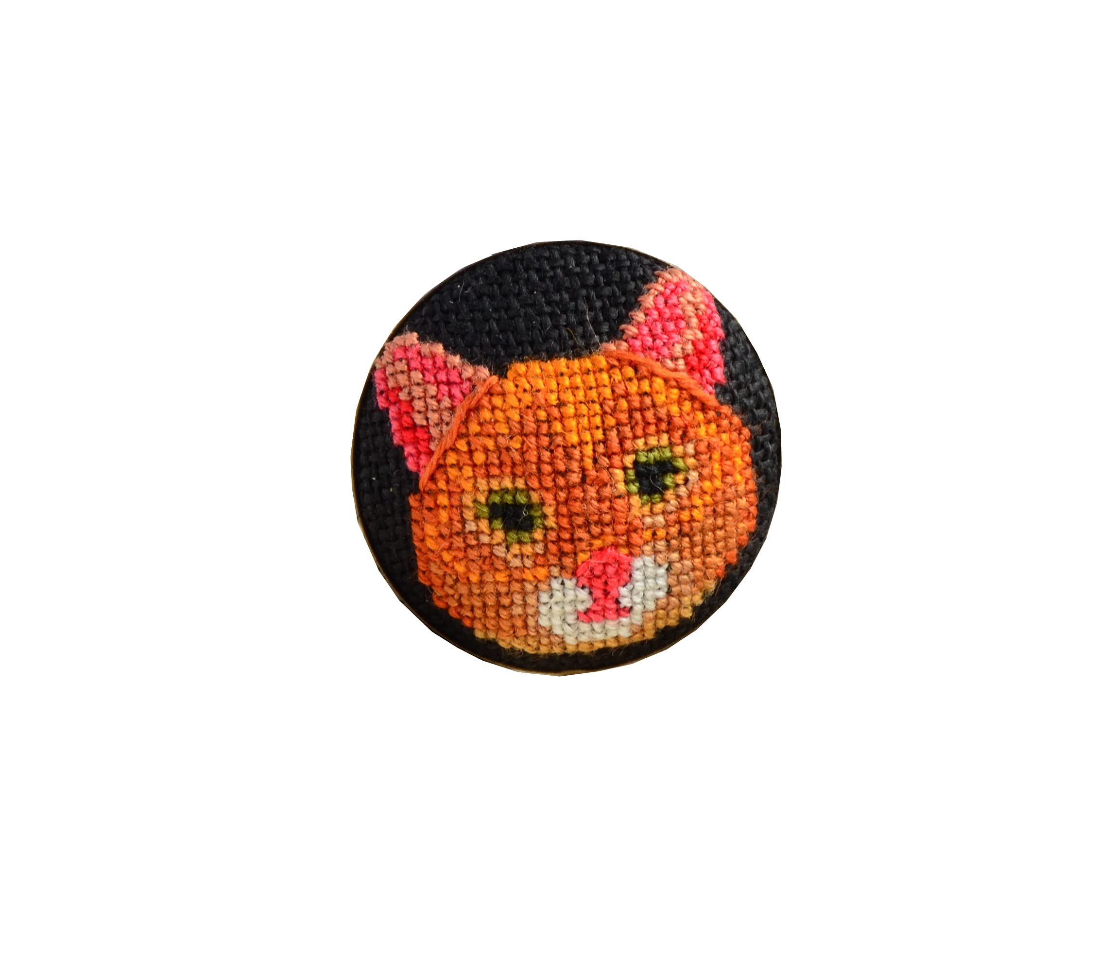 Handmade Embroidered Cat Ring - Cute Ginger Cat Jewelry for Women, Unique Gift for Cat Lovers, Perfect for Casual Wear & Special Occasions
