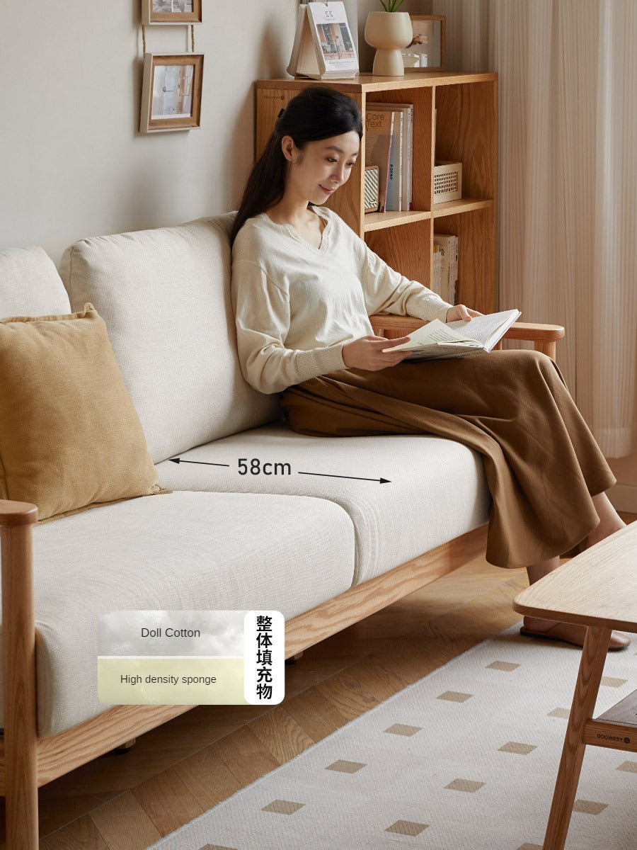 Solid Oak Wood Sofa with Premium Fabric Upholstery - Durable & Stylish Living Room Furniture for Home & Office Comfort