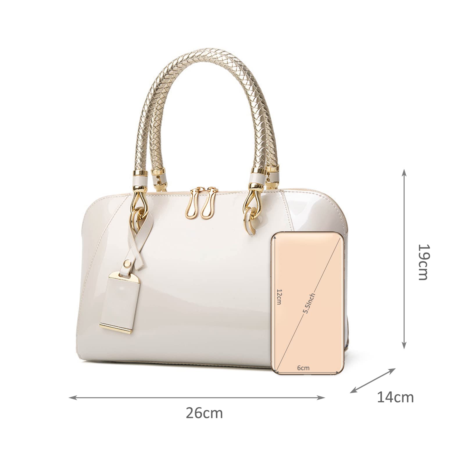 Nicole & Doris Women's Handbag Purses - Patent Leather Top Handle Bags, Elegant Clutches & Small Shoulder Bags for Evening, Work & Party | Fashion Accessories for Women