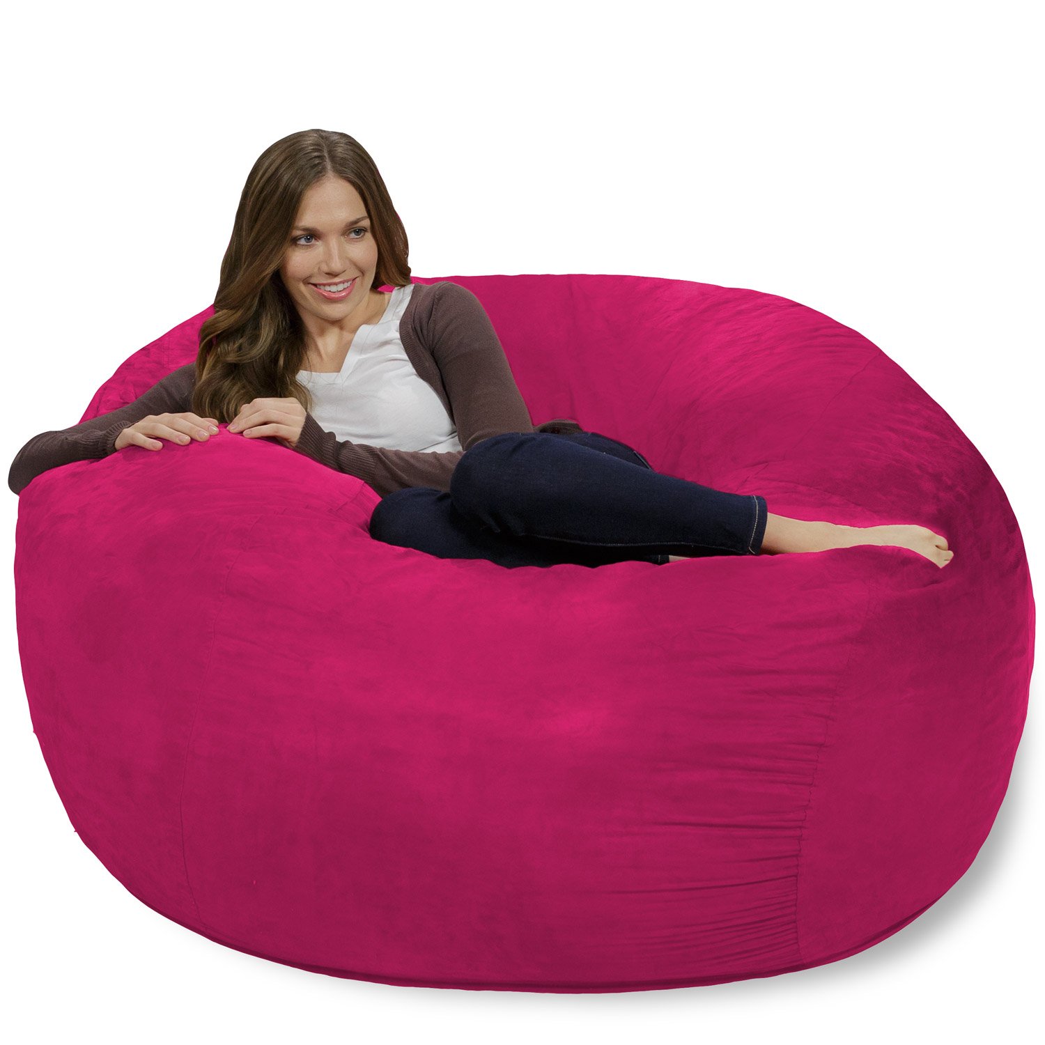Chill Sack Giant 4-Foot Memory Foam Bean Bag Chair - Oversized Sofa with Soft Microfiber Cover (Pink) for Living Room, Bedroom, Game Room & Dorm Comfort