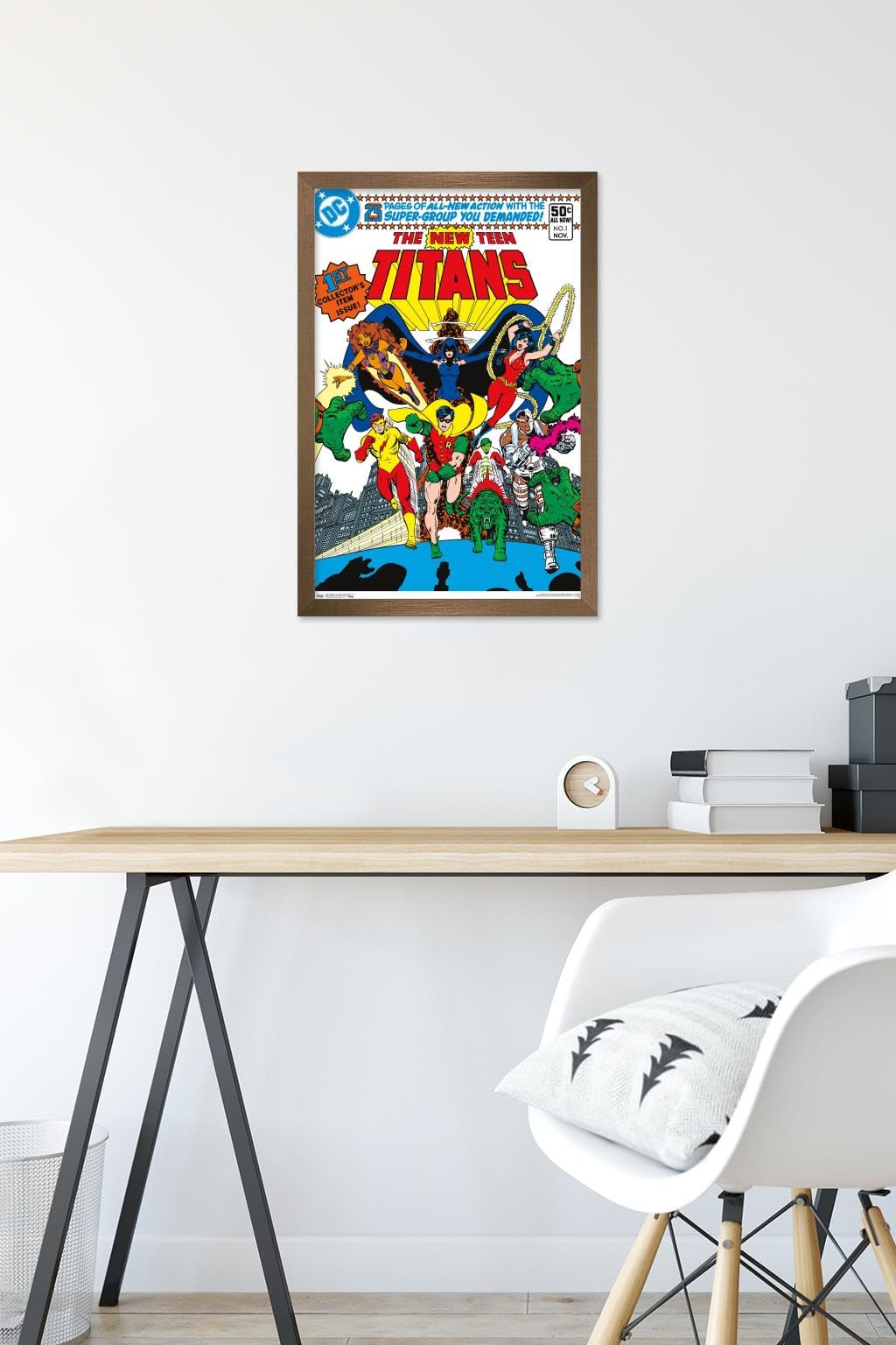 DC Comics Teen Titans The New Teen Titans #1 Wall Poster - 14.725 x 22.375 Inches Bronze Framed Version - Perfect for Bedroom, Game Room & Comic Book Collector Decor