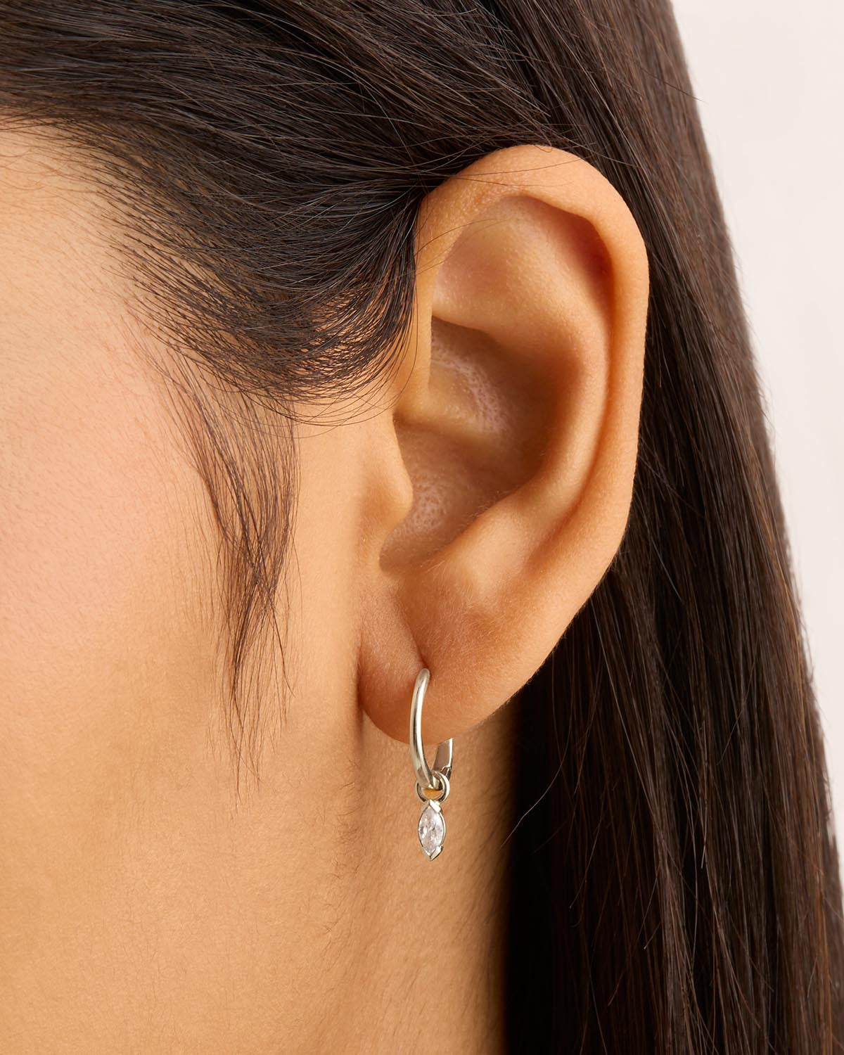 14K Solid White Gold Floating Petal Lab Grown Diamond Hoop Earrings for Women - Elegant Everyday Jewelry & Special Occasion Gift