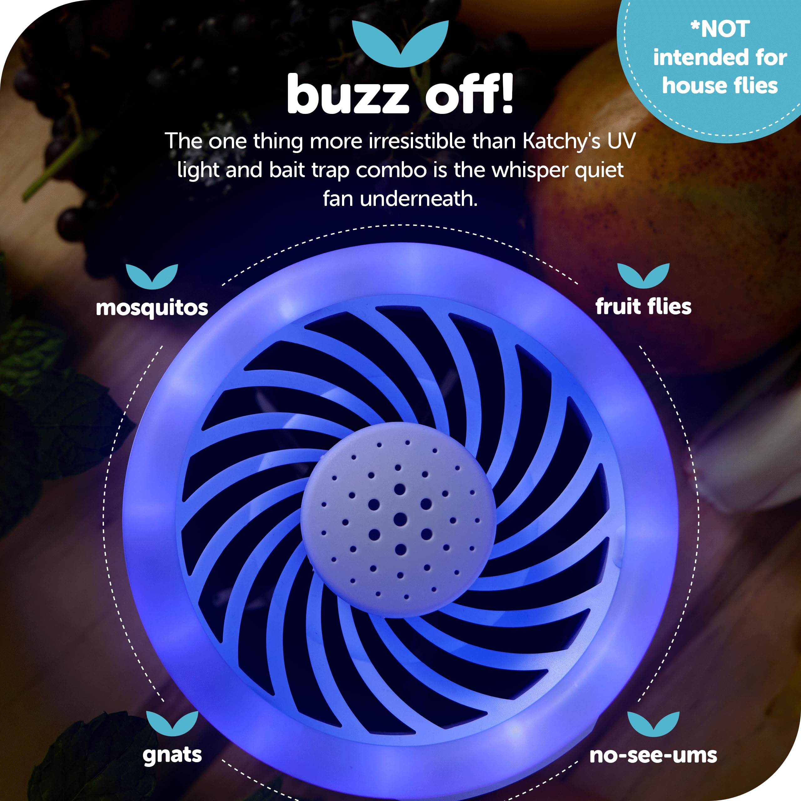 Katchy Duo Indoor Insect Trap with Scent Pod - UV Light & Fan Powered Fruit Fly, Gnat, Mosquito & Moth Catcher - White Home Bug Trap for Kitchen, Bedroom & Office Use