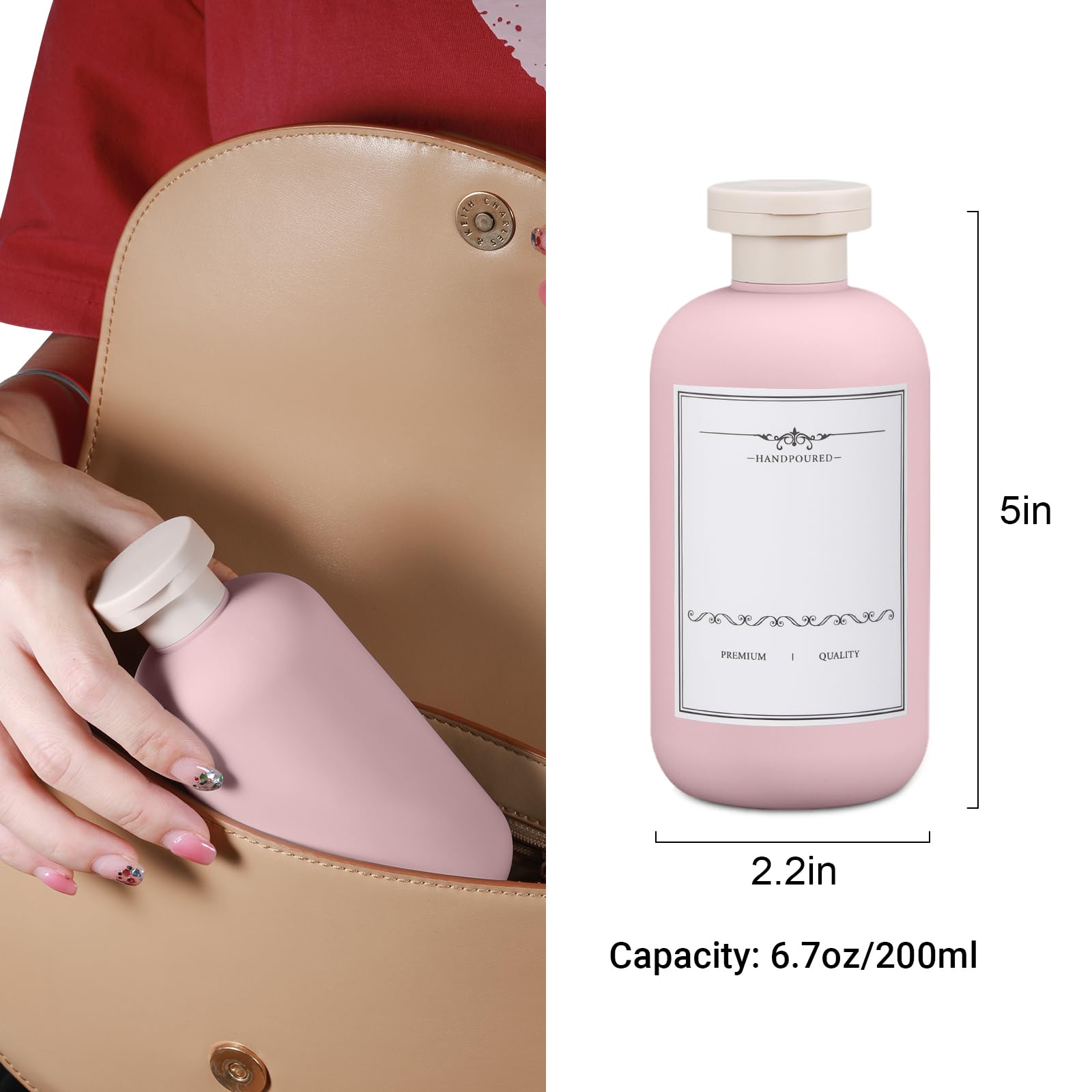 6.8oz Travel Bottles for Toiletries - Leak Proof Empty Plastic Squeeze Bottles with Flip Top Cap, TSA Approved Lotion Containers for Shampoo, Conditioner & Cosmetics (3 Pack, Pink) - Perfect for Air Travel, Gym & Vacation Essentials