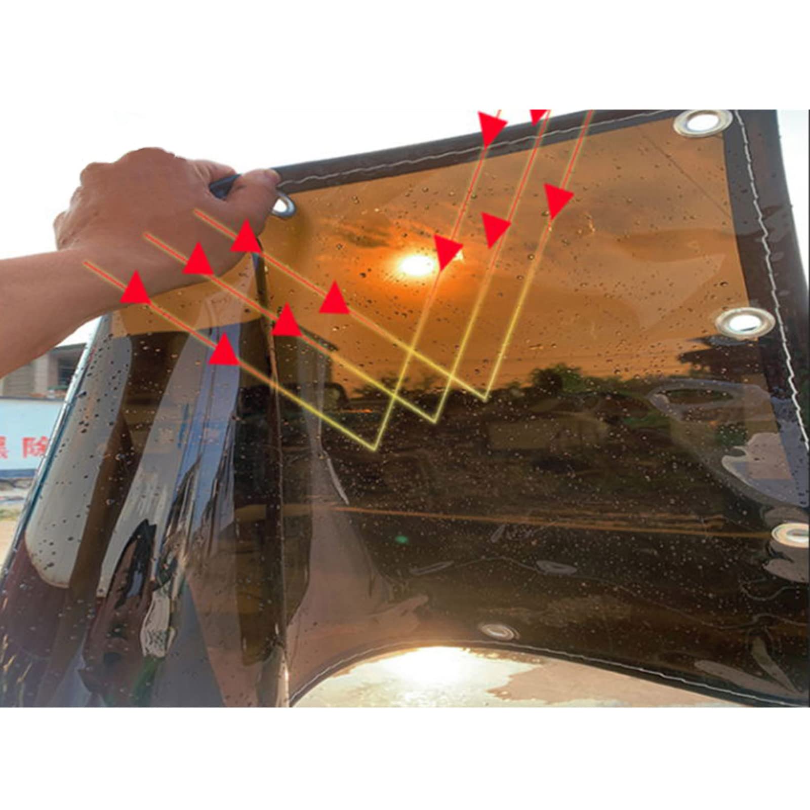 Heavy Duty Waterproof Tarpaulin - 520g/m² Black Transparent Plastic Tarp with Grommets for Greenhouse Cover, Car Protection, Outdoor Use (2.8x6m/9.2x19.7ft) | Weatherproof, Foldable & Durable for Camping, Construction & Emergency Shelter