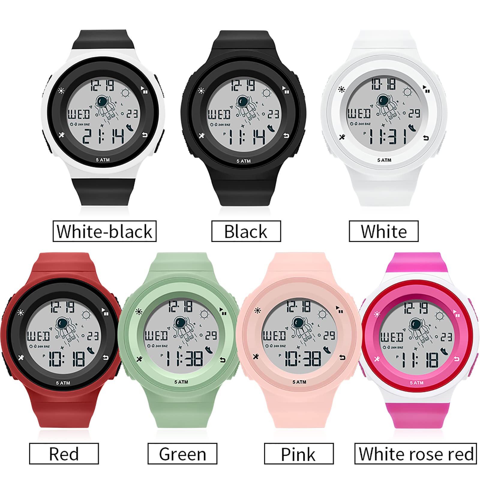 Findtime Digital Sports Watch - 5ATM Waterproof, Dual Time Display, Luminous, Countdown Stopwatch, Calendar & Alarm - Unisex Digital Wristwatch for Men & Women | Perfect for Running, Swimming, Outdoor Activities & Daily Use