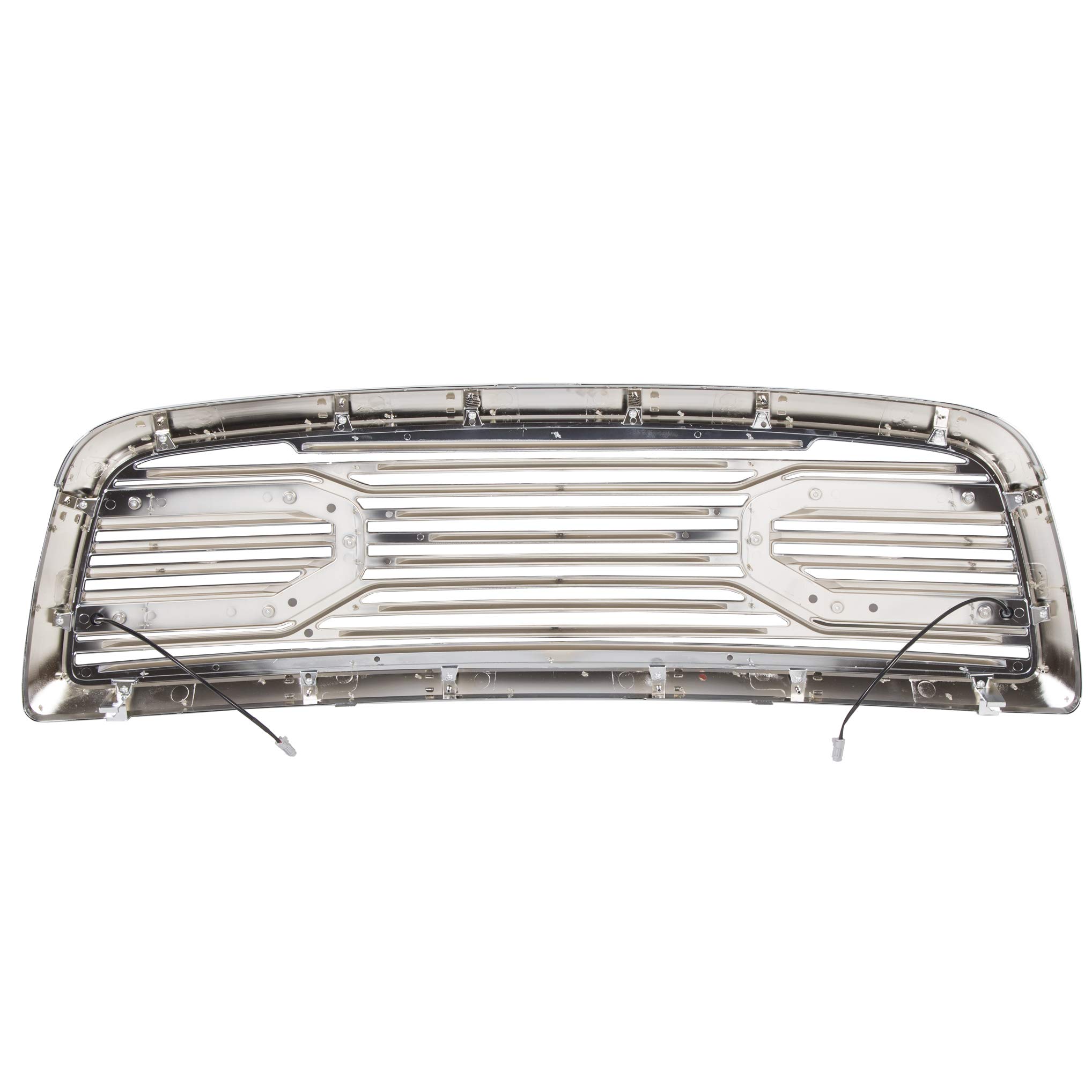 ECOTRIC Chrome Front Bumper Grill with LED Lights for 2009-2012 Dodge Ram 1500 | Hood Grille Replacement Shell | Off-Road & Street Style Upgrade
