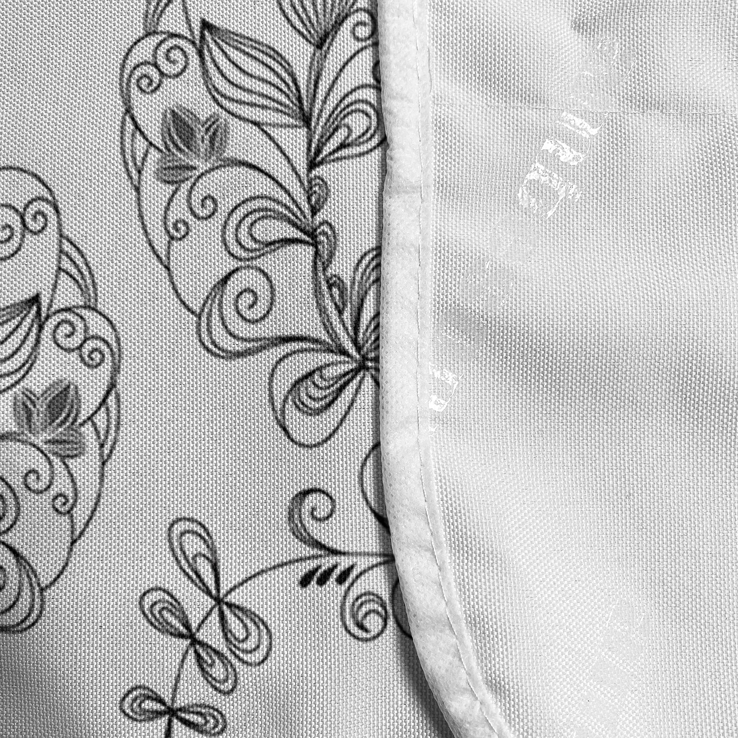Ambesonne Black and White Microwave Cover - Water Resistant Kitchen Organizer with Pockets, Scroll & Swirls Floral Pattern (36