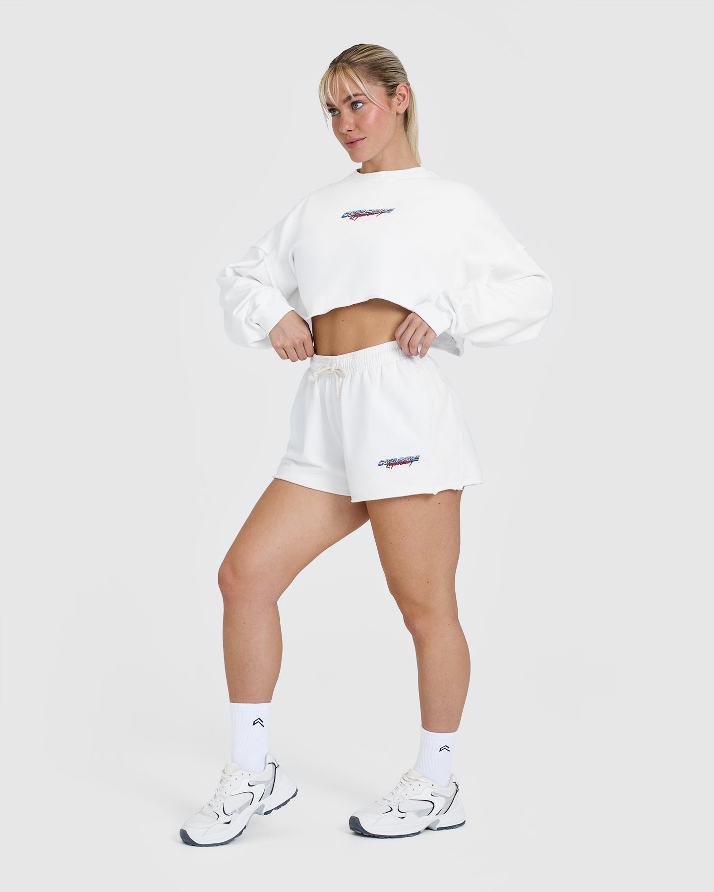 Raw Lounge Oversized Graphic Shorts for Women - Comfortable Casual White Lounge Shorts - Perfect for Relaxing at Home, Yoga, and Summer Outings