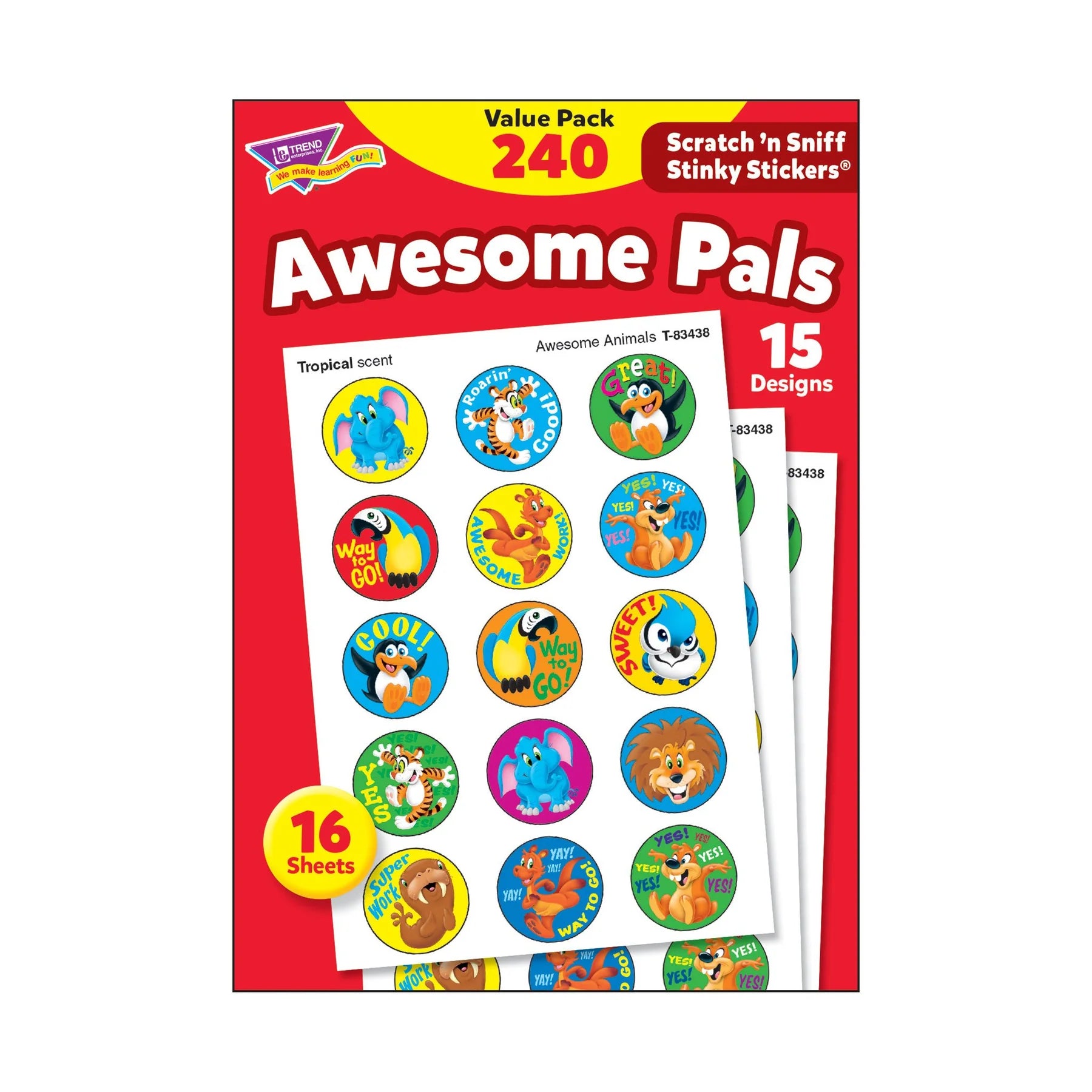 Tutti Frutti Scented Scratch and Sniff Stickers - 50 Fun Stinky Stickers Value Pack for Kids, Collectors & Nostalgic Adults | Perfect for School, Scrapbooking & Gift Giving