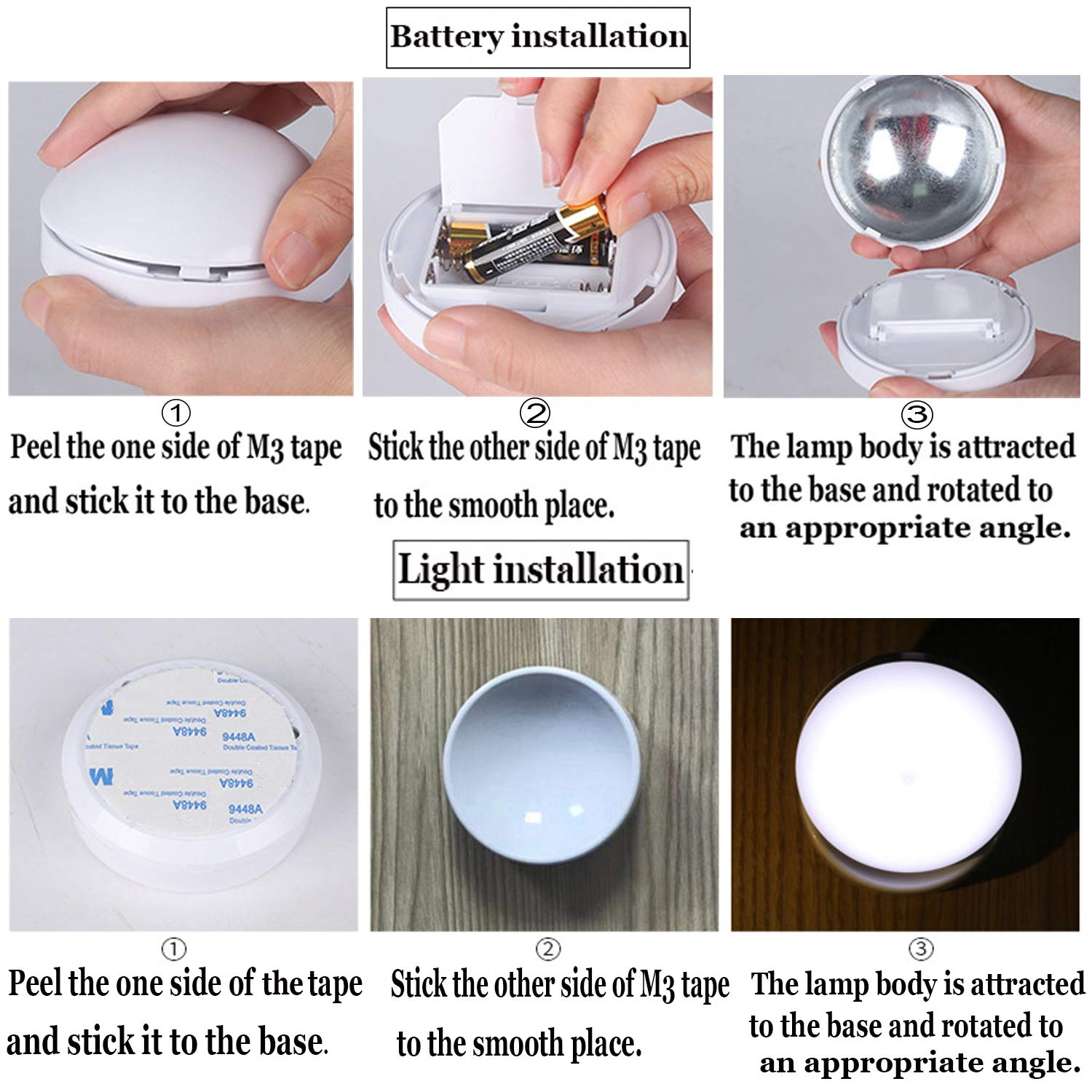 Battery Powered LED Night Light with 360° Rotation & Motion Sensor - Magnetic Base Stick-On Lamp for Cabinets, Wardrobes, Hallways (White, 1-Pack) - Perfect for Bedrooms, Bathrooms & Stairs Safety Lighting