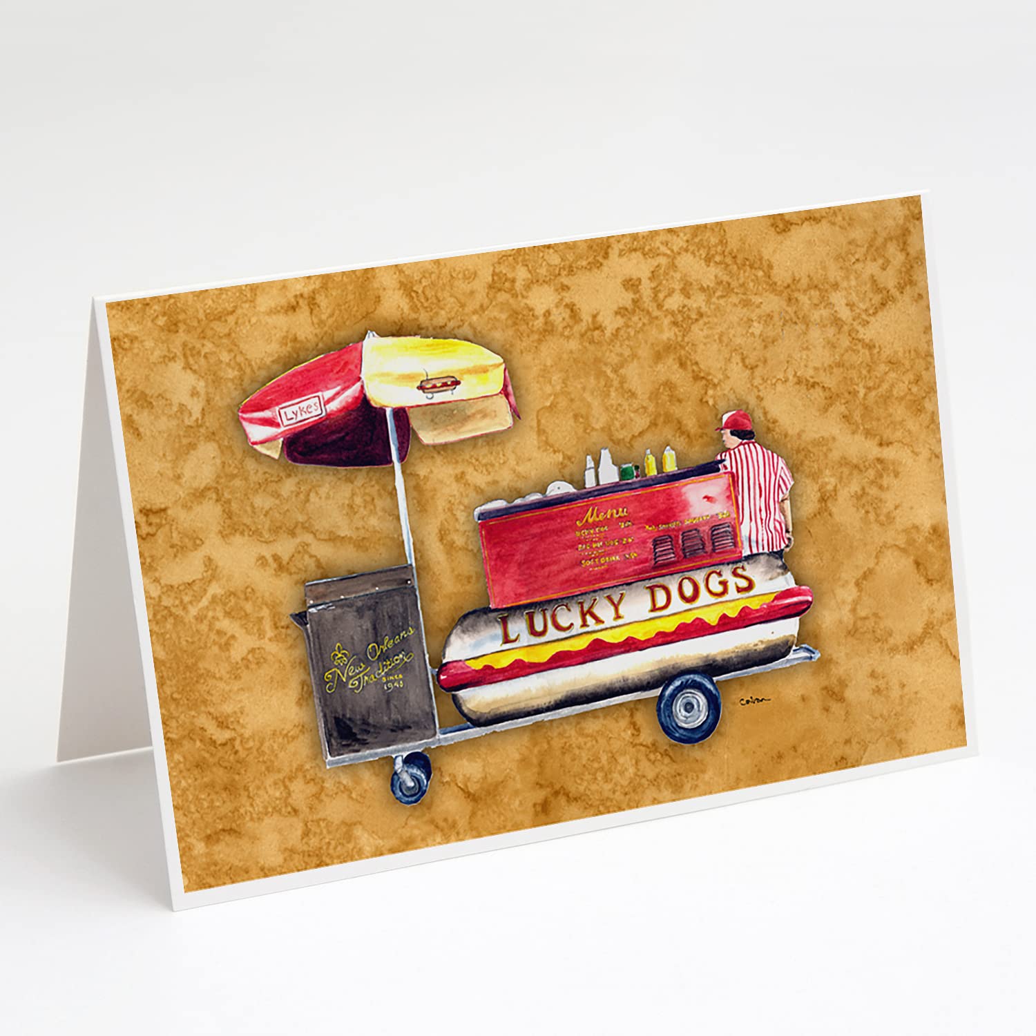 Hot Dog Greeting Cards - Pack of 8 Blank A7 Cards (5x7) with Envelopes | Whimsical Note Cards for Birthdays, Thank You Notes & Casual Correspondence | Caroline's Treasures 8781GCA7P