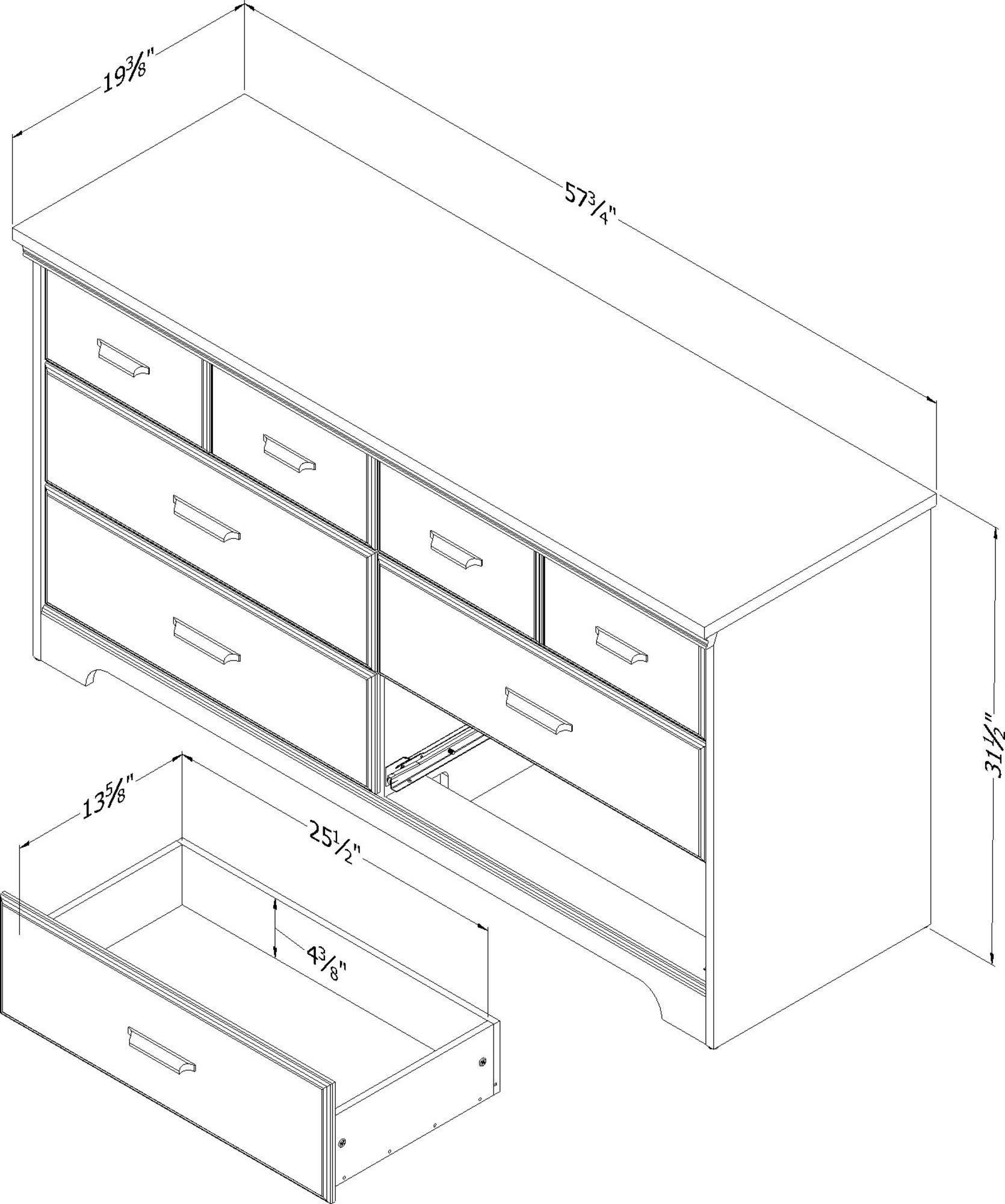 South Shore Versa 6-Drawer Double Dresser in Rubbed Black Finish - Perfect for Bedroom Storage and Organization