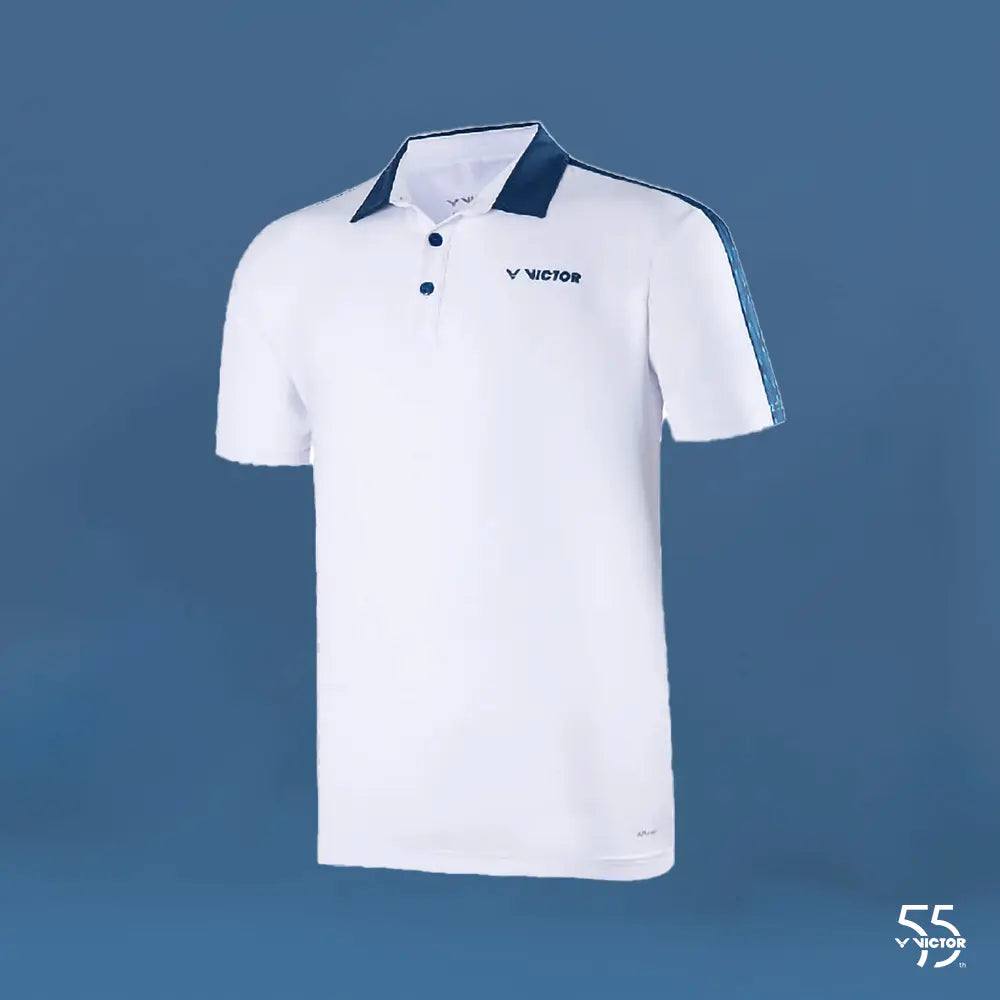 Victor 55th Anniversary Edition S 5502 Men's Premium Polo Shirt - Classic White Cotton Golf Shirt for Casual Wear & Business Attire - Perfect for Office, Golfing, and Summer Outings