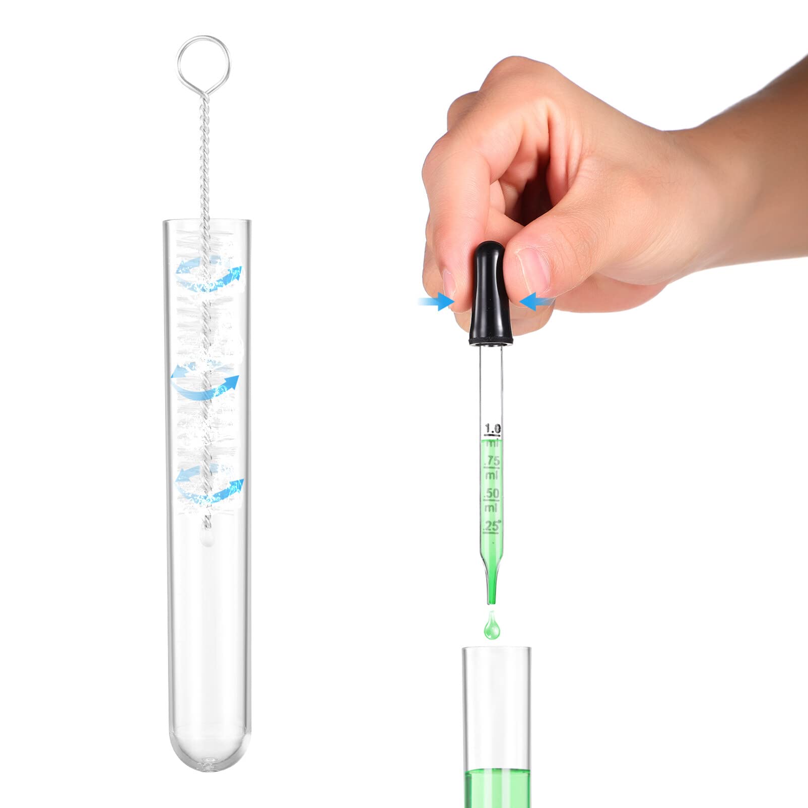 1ml Glass Dropper Pipettes for Essential Oils & Eye Care with Brush - Precise Measurement for DIY & Labs