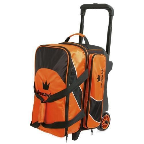 Brunswick Edge Double Roller Orange Bowling Bag - Durable 2-Ball Bowling Bag with Wheels for Men & Women - Perfect for League Play, Tournaments & Practice Sessions