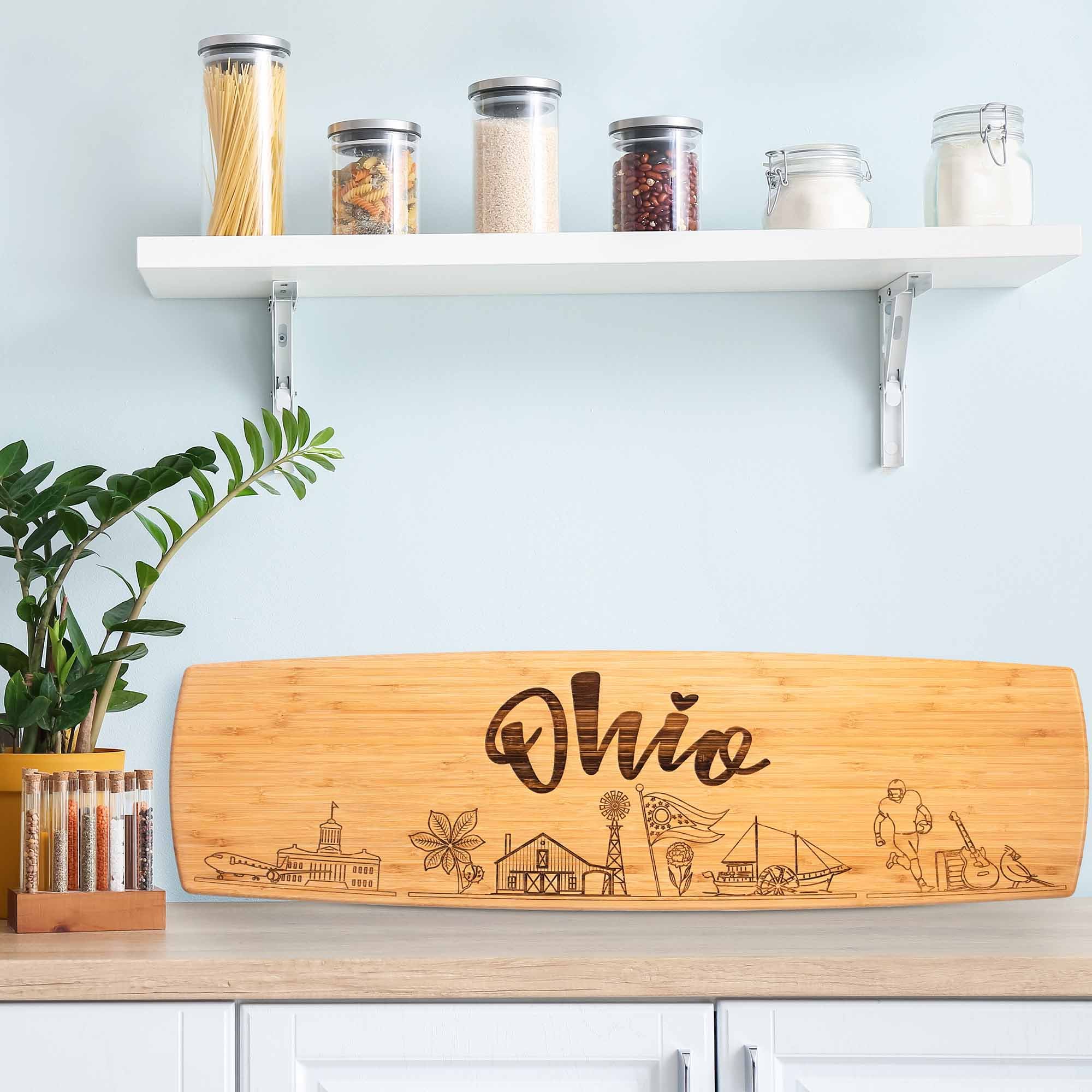 Ohio Engraved XL Charcuterie Board - 30 x 8.5 Inches Large Wooden Serving Tray for Cheese, Charcuterie & Entertaining - Perfect for Parties, Weddings & Holiday Gatherings