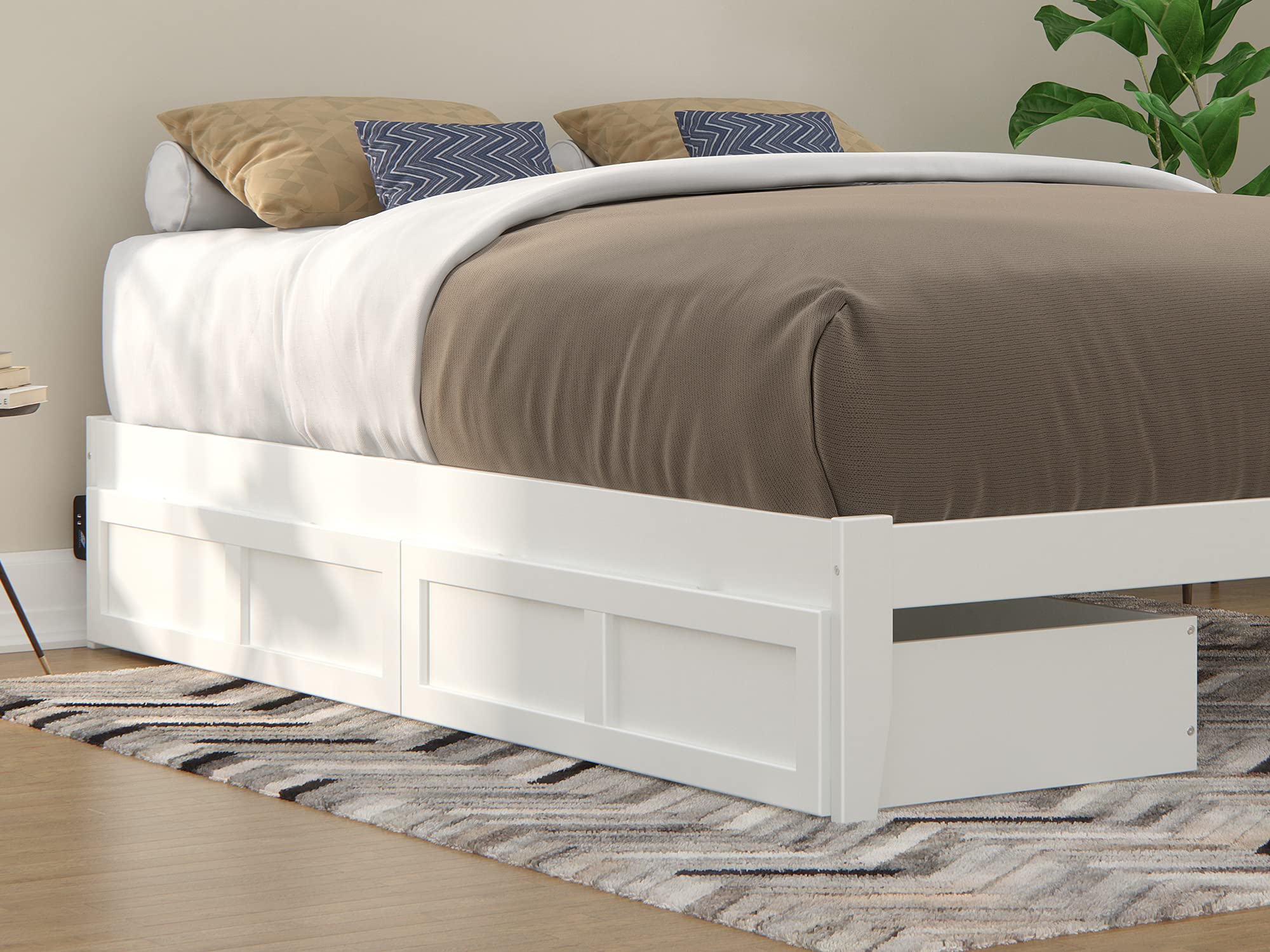 AFI 2-Piece Underbed Storage Drawers for Twin/Full Beds - White | Space-Saving Bedroom Organization for Clothes, Blankets & Seasonal Items