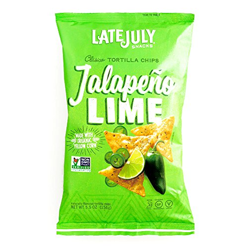 Late July Jalapeno Lime Tortilla Chips - 5.5 oz Bags (Pack of 4) | Spicy & Tangy Snack for Parties, Movie Nights & Healthy Munching