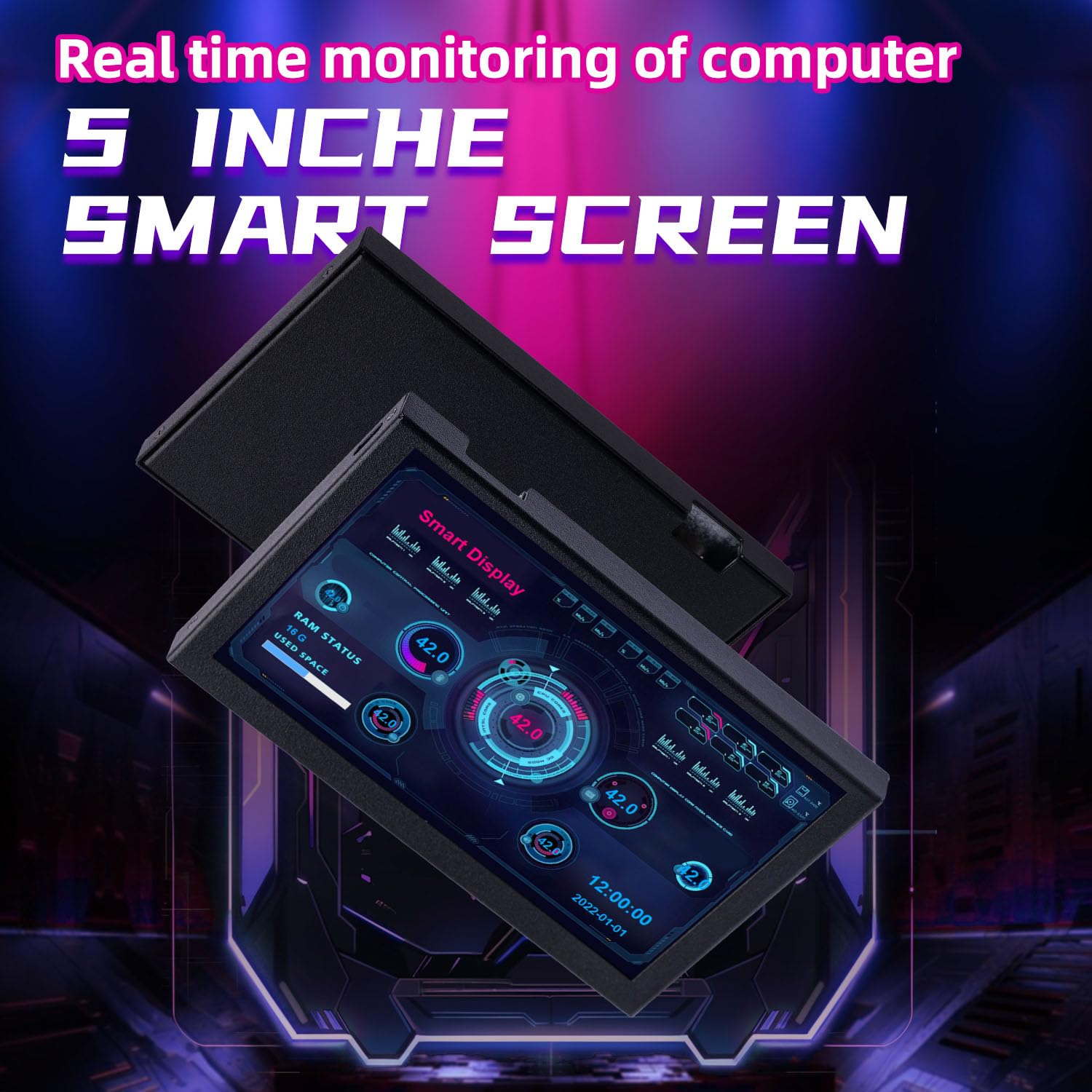 HUPYOMLER 5-Inch LCD Monitor Driver Control Board - IPS Screen for AIDA64, ITX PC Case - Easy Installation & Use | Perfect for Computer Diagnostics, System Monitoring & Mini PC Builds