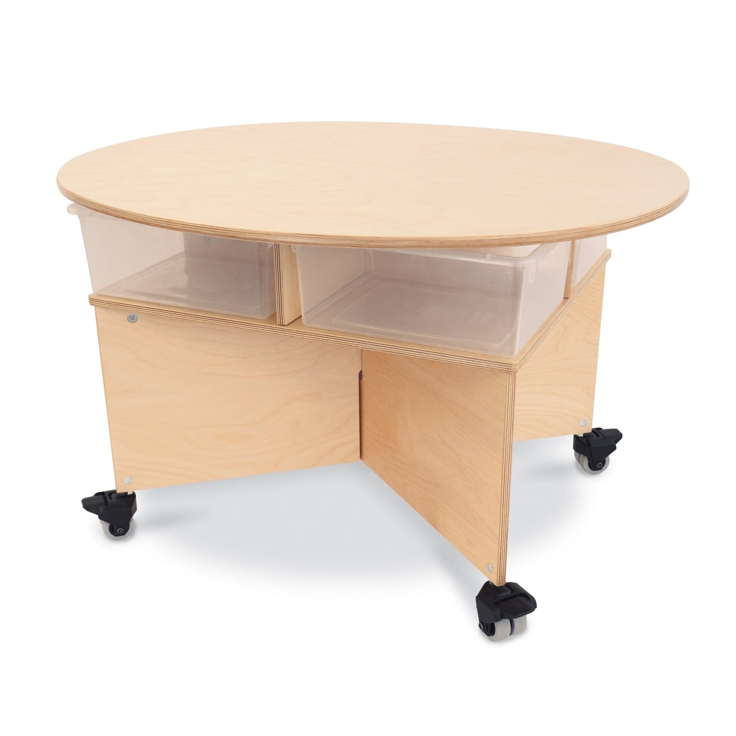 Mobile Collaboration Table with Trays - Portable Workstation for Office, Conference & Team Meetings - Ideal for Remote Work, Brainstorming & Group Projects