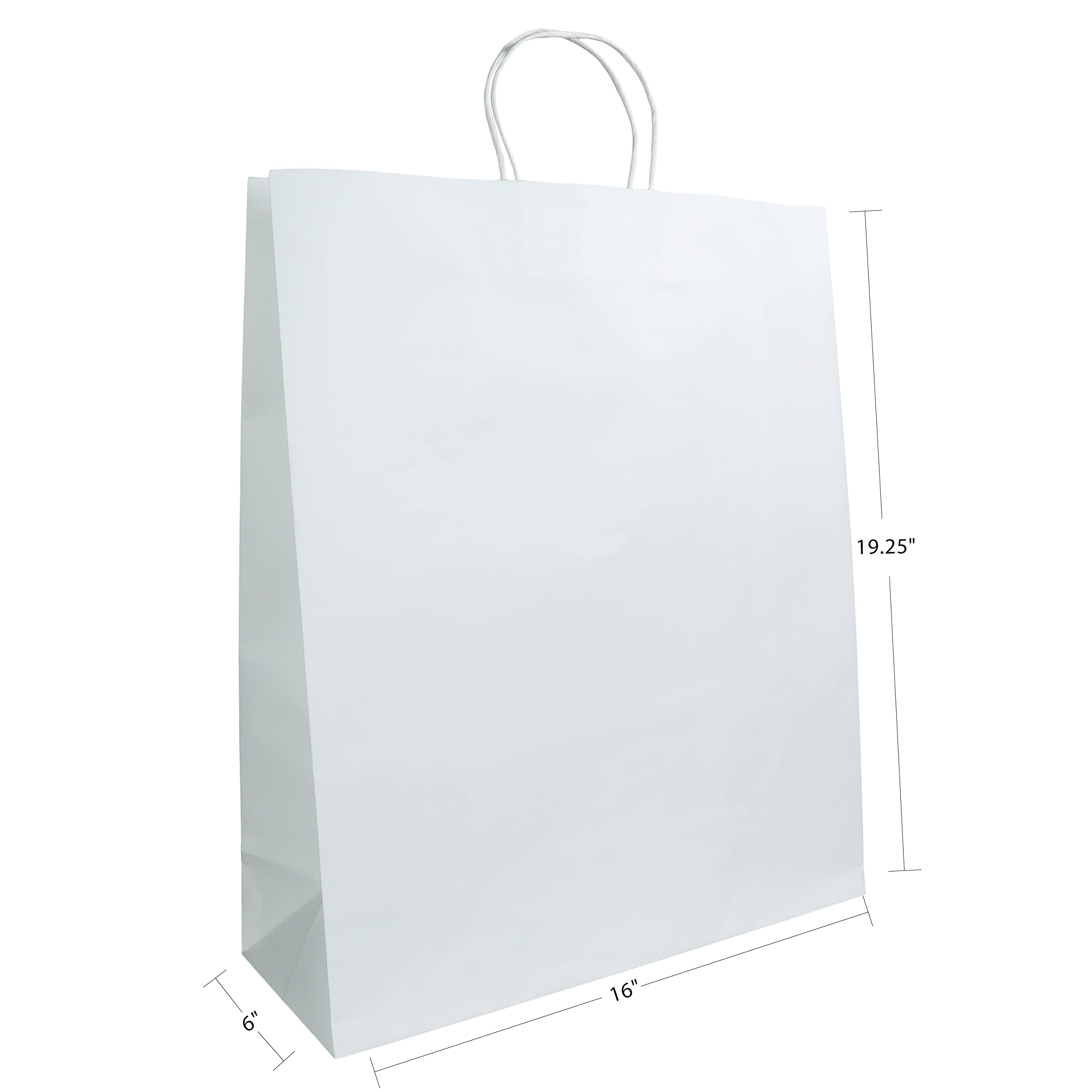 **200 Pack White Kraft Paper Tote Bags 16