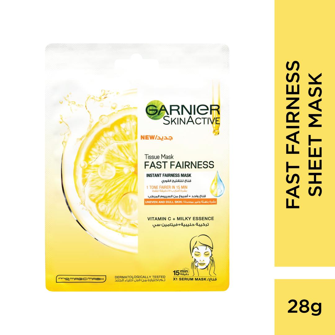 Fast Fairness Tissue Mask for Uneven & Dull Skin - Brightening & Hydrating Facial Sheet Mask for Glowing Complexion - Perfect for Daily Skincare Routine & Spa Night Self-Care
