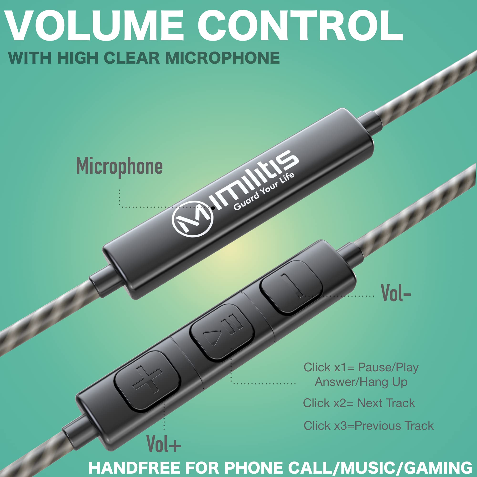 Wired Earbuds with Microphone - Tangle-Free 3.5mm Jack Headphones with Volume Control, Extra Bass & Noise Cancelling - Compatible with iPhone, iPad, Laptop, PC - Perfect for Gaming, Music & Video Calls (Black)