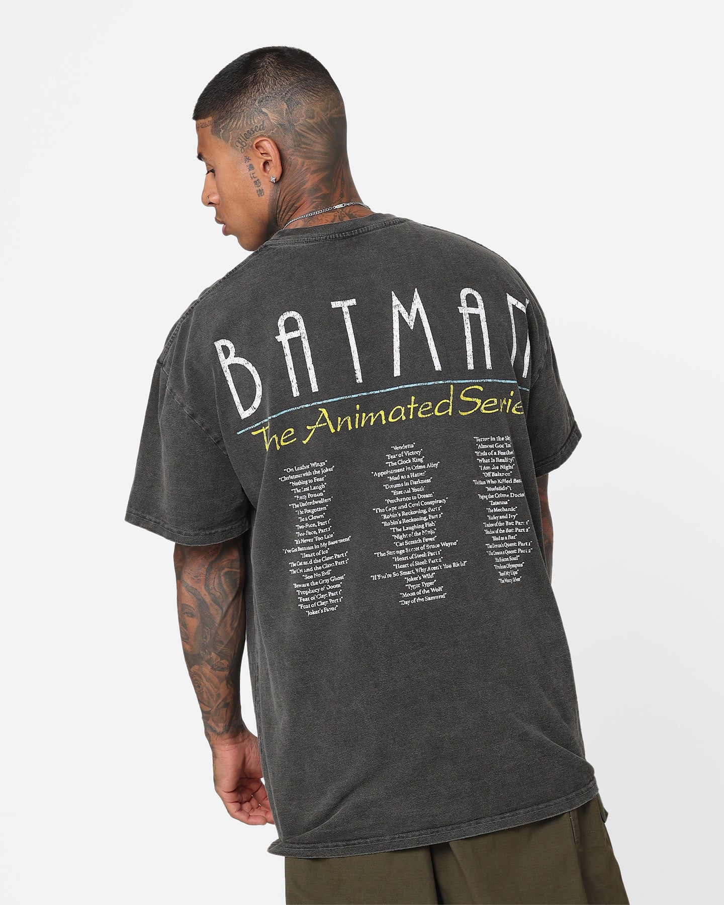 Vintage 1993 Batman Heavyweight T-Shirt - DC Comics Graphic Tee - Black Wash Distressed Style - Perfect for Cosplay, Comic Con & Retro Fashion Lovers
