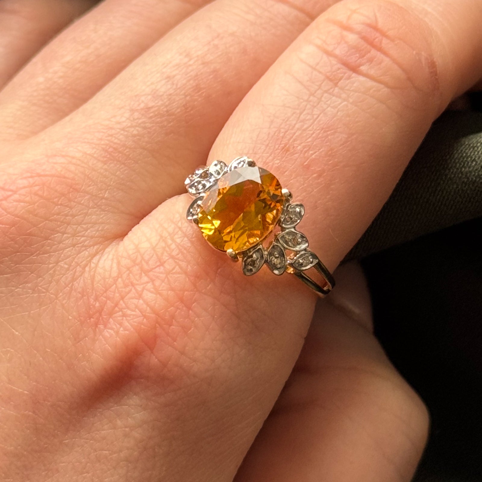 Exquisite 2.14ct Mandarin Citrine & 0.07ct Diamond Ring - Size 8.75 | Elegant Birthstone Jewelry for Women | Perfect for Anniversary Gifts, Birthday Presents & Special Occasions