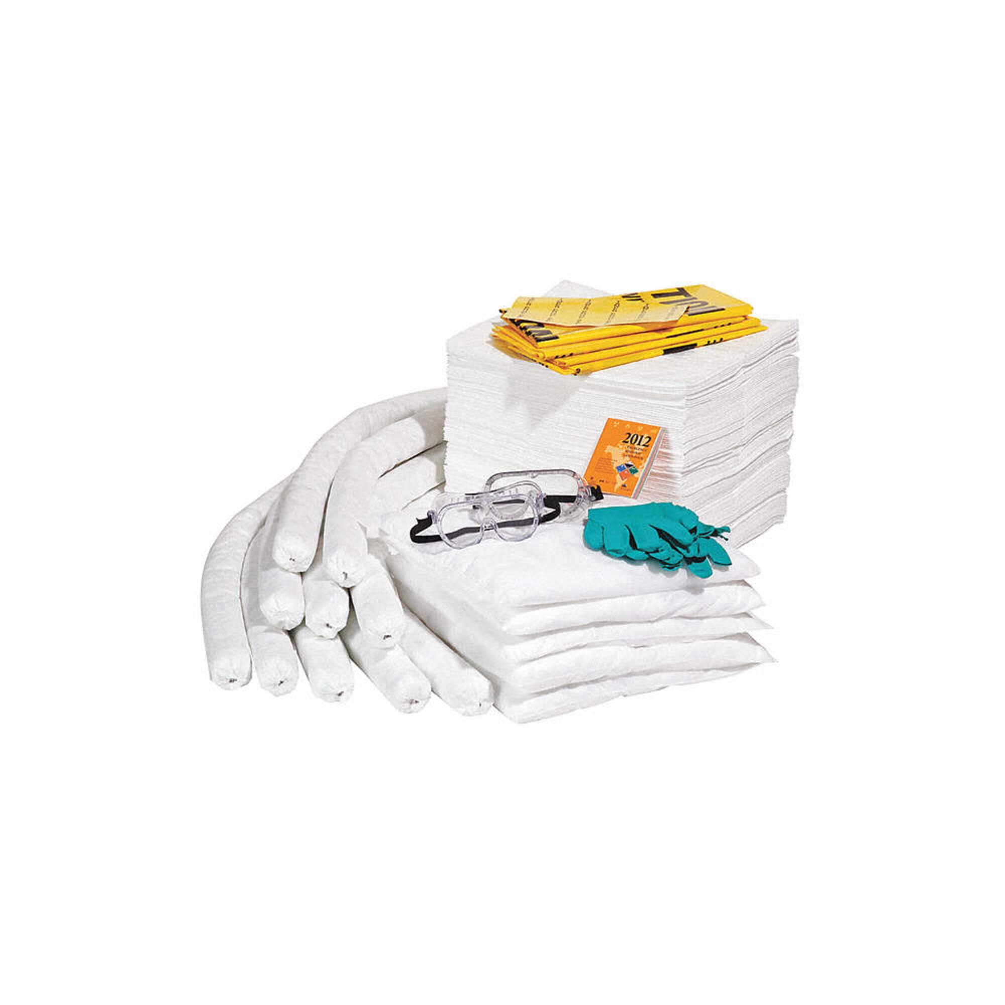 Oil Spill Kit Refill Box - Absorbent Pads & Socks for Oil-Based Liquids - Ideal for Garage, Workshop & Industrial Cleanup