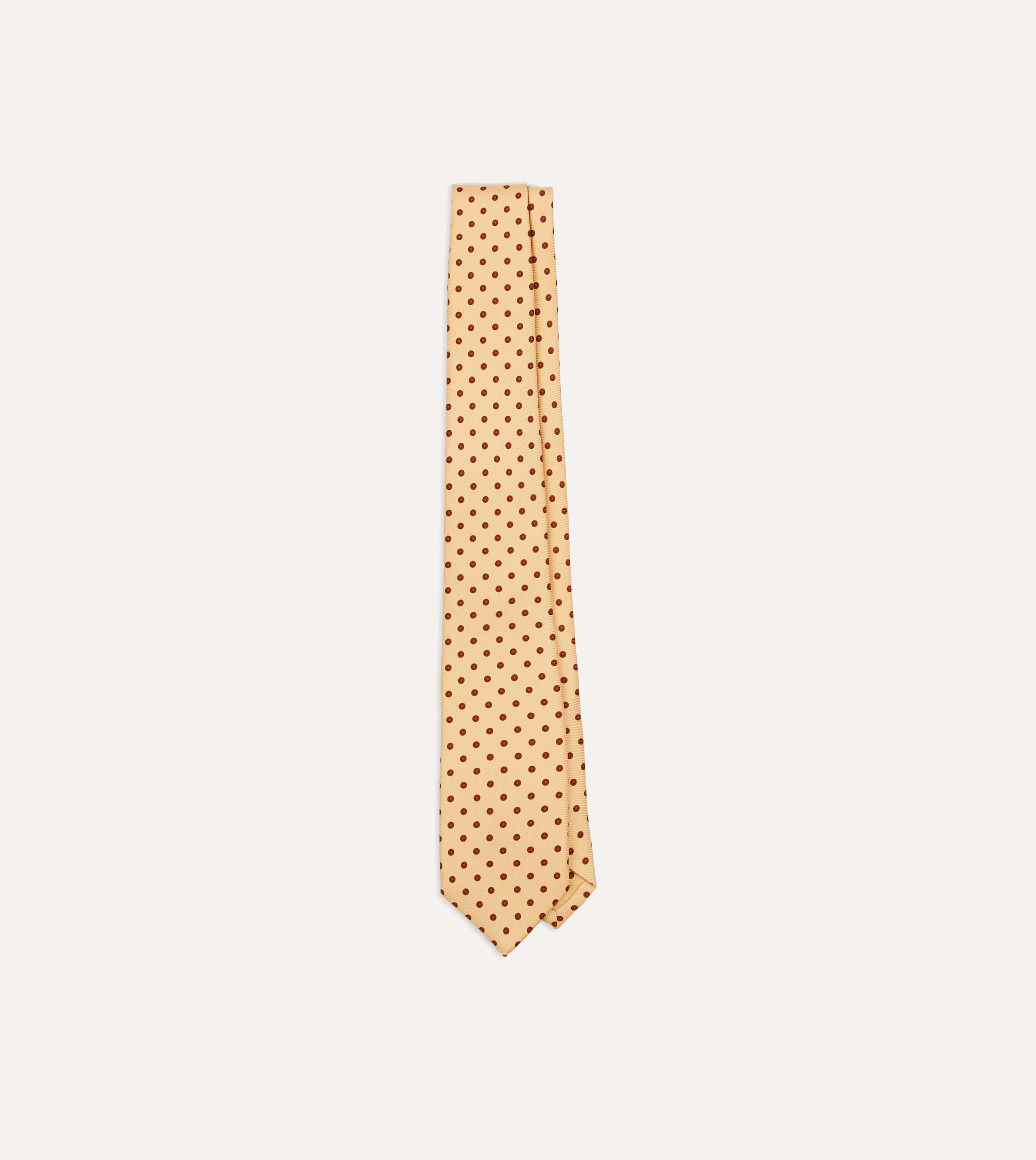 Elegant Gold Circular Dot Silk Self-Tipped Necktie for Men - Perfect for Weddings, Business Meetings & Formal Events