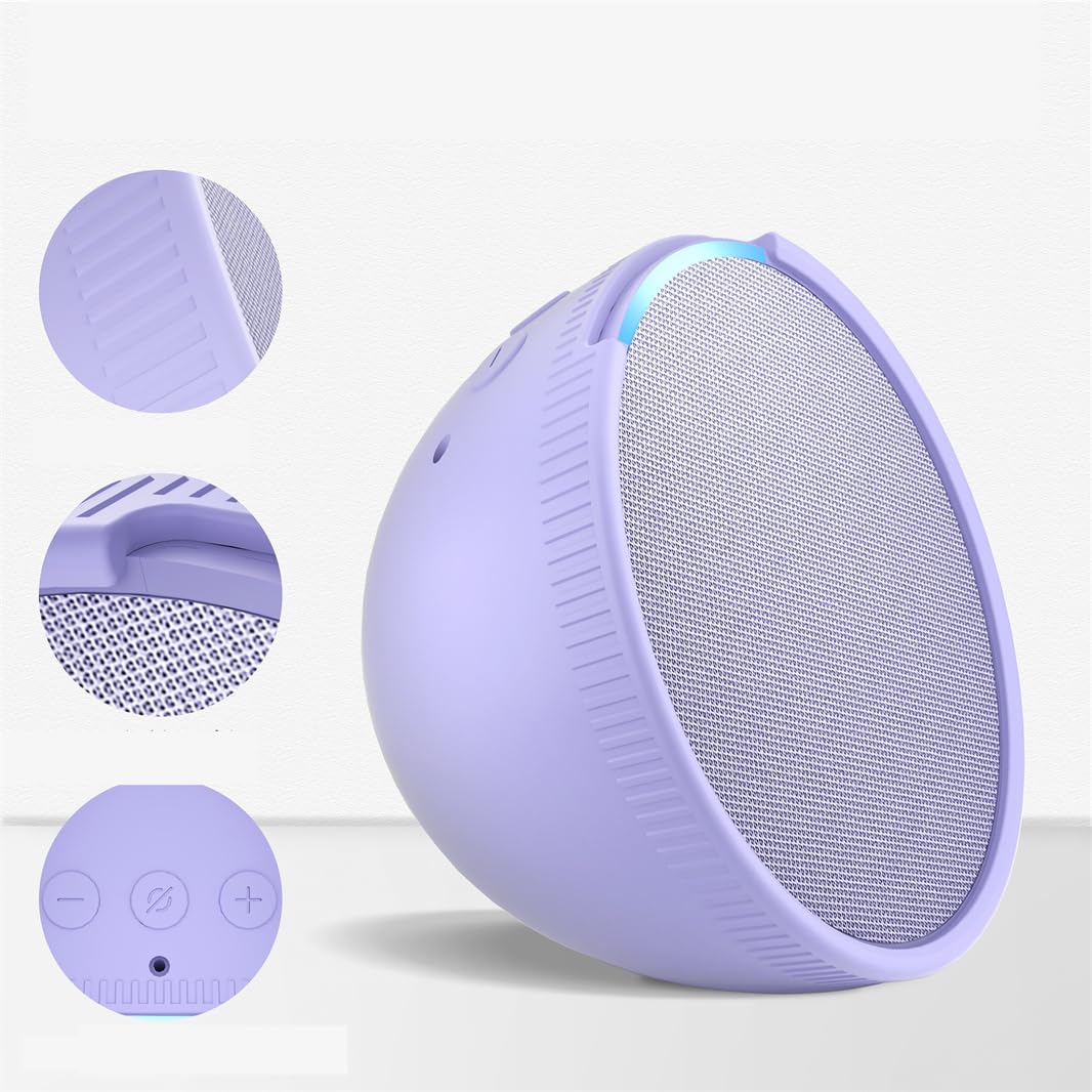 Premium Silicone Protective Case for Echo Pop - Shockproof, Anti-Slip Cover for Amazon Smart Speaker (Purple) - Perfect for Home, Office & Travel Use