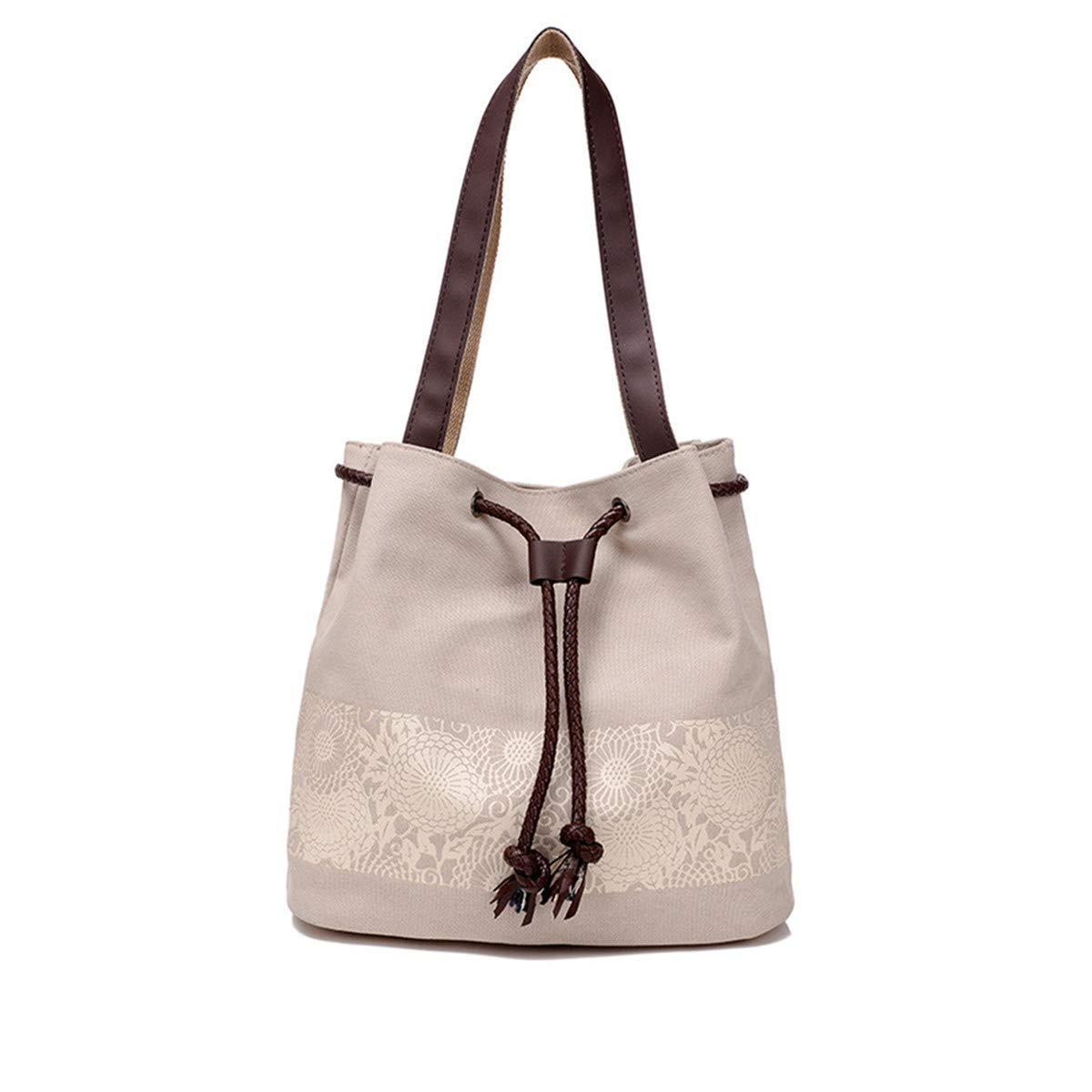 Women's Classic Canvas Drawstring Crossbody Shoulder Bag - Stylish & Lightweight Purse for Everyday Use, Travel, Shopping & Casual Outings