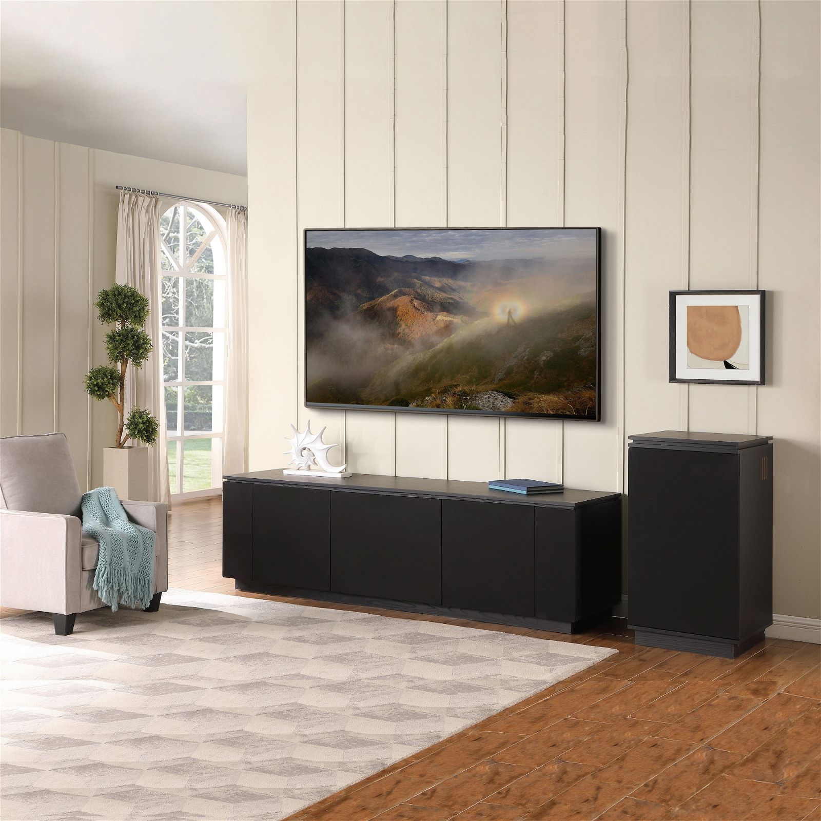 Tauris Broadway 2250BLK TV Stand Entertainment Center - Modern TV Console for Living Room, Bedroom & Home Theater