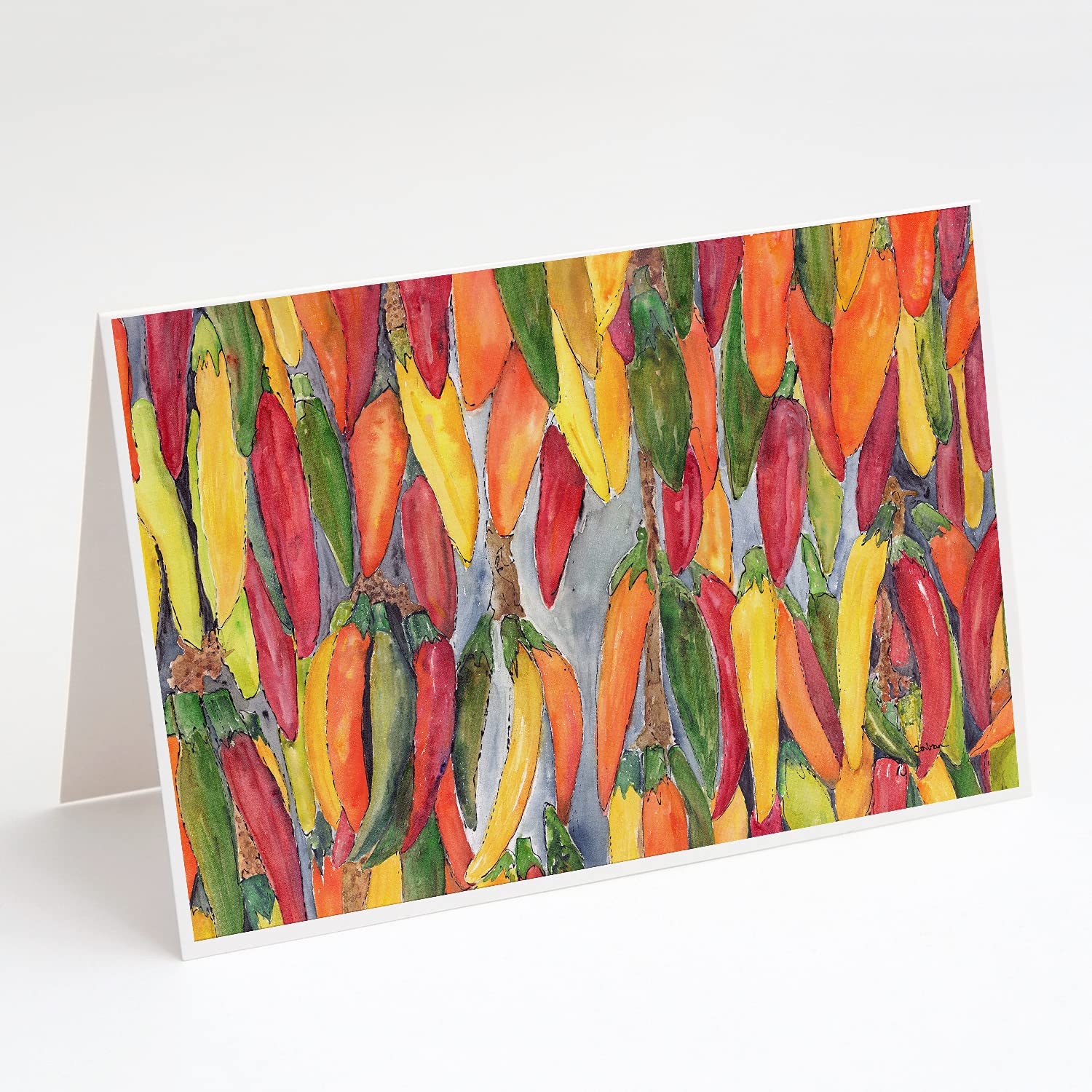Caroline's Treasures 8893GCA7P Whimsical Hot Peppers Blank Greeting Cards - Pack of 8 A7 Size (5x7) Note Cards with Envelopes | Perfect for Thank You Notes, Birthday Wishes & Everyday Correspondence