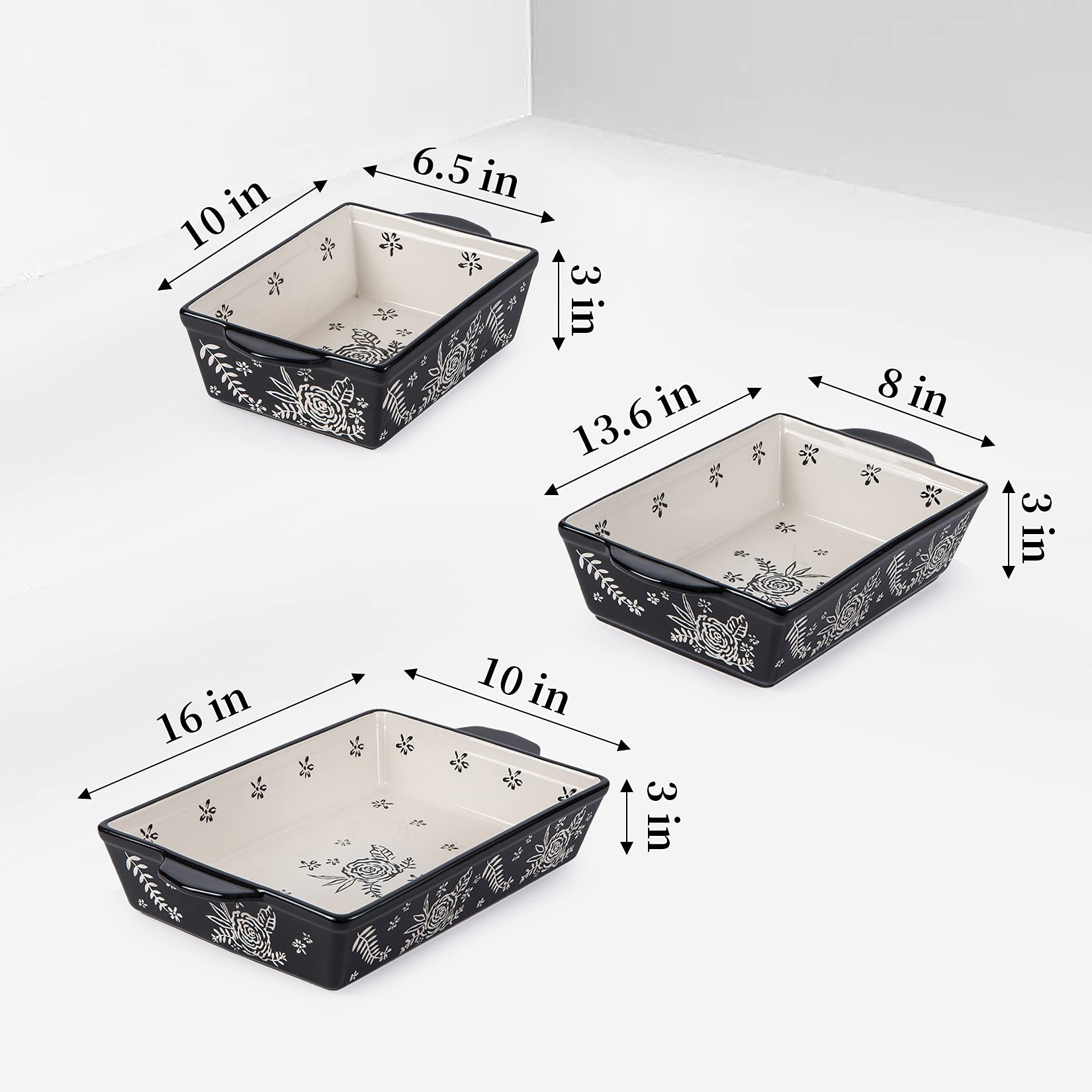Wisenvoy 3-Piece Ceramic Casserole Dish Set - Oven Safe Baking Dishes for Lasagna, Casseroles & More | Perfect for Family Dinners, Potlucks & Holiday Meals