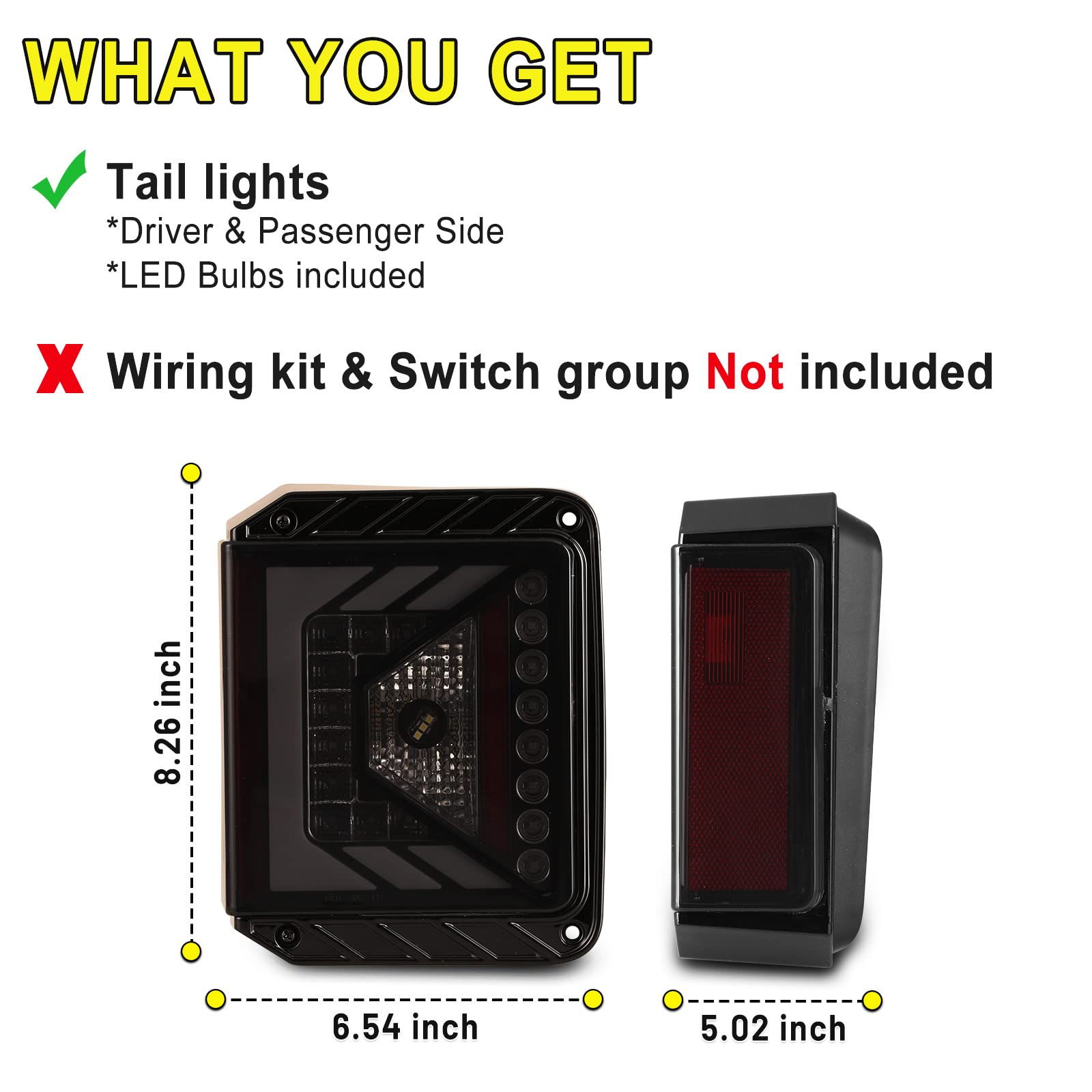 AUTOWIKI LED Tail Lights for Jeep Wrangler JK JKU 2007-2018 - Black Housing Smoke Lens Replacement Taillight Assembly (1 Pair) - Perfect for Off-Roading, Night Driving & Vehicle Customization