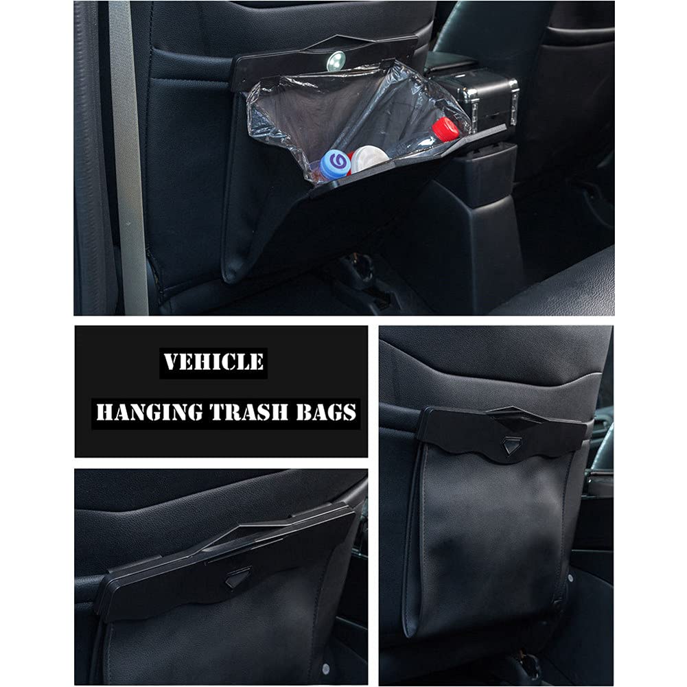Foldable Waterproof Leather Car Trash Can - Hanging Portable Auto Trash Bag for Rear Seat Storage | Perfect for Road Trips, Commuting & Keeping Your Car Clean