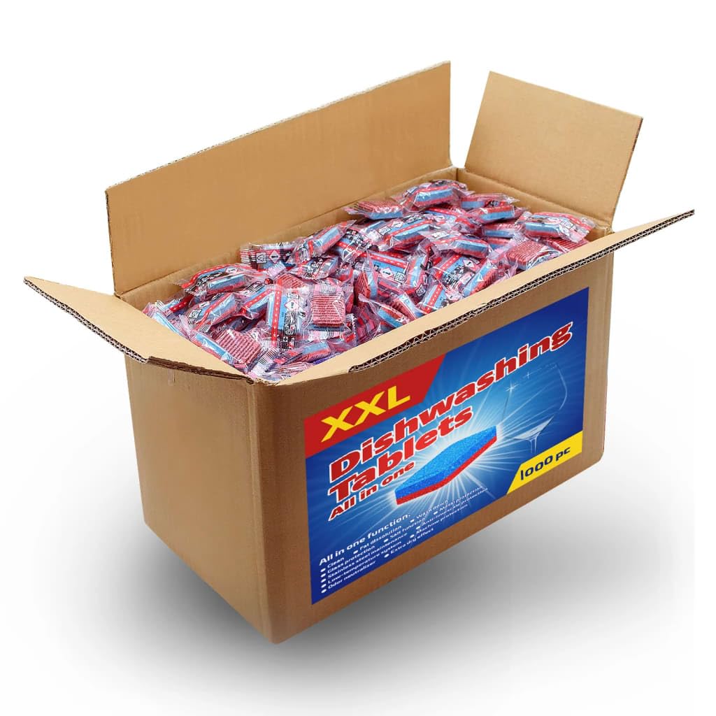 1000 Pcs 12-in-1 Dishwasher Detergent Tablets - Powerful Cleaning for All Dishwashers - 18 kg Bulk Pack - Ideal for Home, Restaurant & Commercial Use