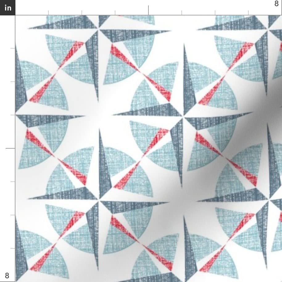 Art Deco Ocean Sea Printed Satin Fabric by The Yard - Premium Sewing Material for Lining, Apparel, Fashion, Blankets & Home Decor - Perfect for DIY Projects, Upholstery & Crafting