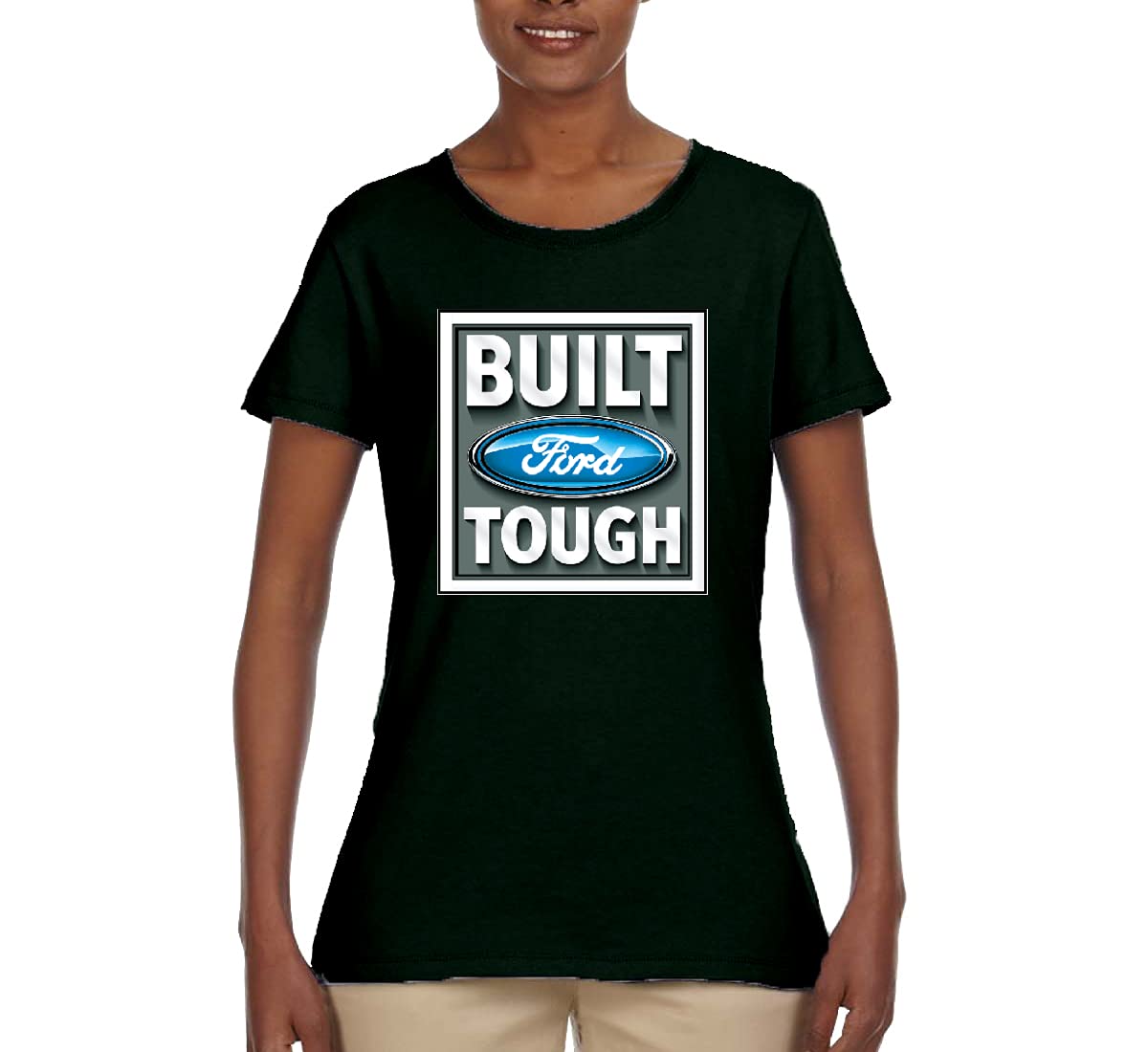Official Ford Mustang Shelby Licensed Graphic T-Shirt for Women | Built Ford Tough Classic Cars & Trucks Logo | Casual Wear & Car Enthusiast Gift