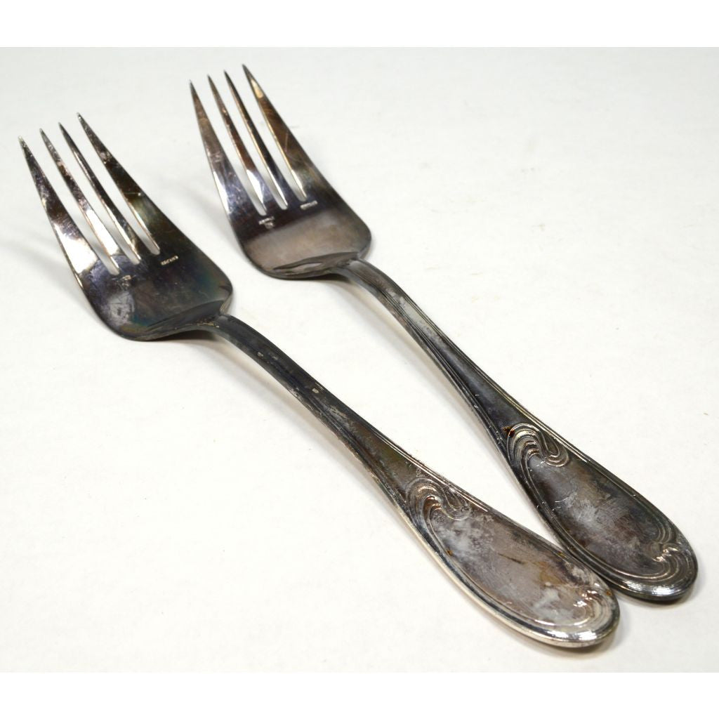 Vintage ERCUIS Silver Plated Flatware Set - 2 Piece Fish/Serving Forks with Wave Pattern - Perfect for Fine Dining, Buffets & Elegant Table Settings