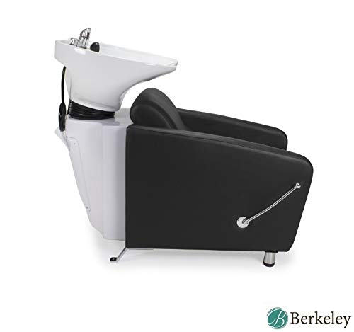 KLYNE Professional Shampoo Backwash Unit with Adjustable Footrest & Faucet - Black Salon Sink with White Shampoo Bowl for Beauty & Hair Salons | Perfect for Hair Washing, Coloring & Styling Services