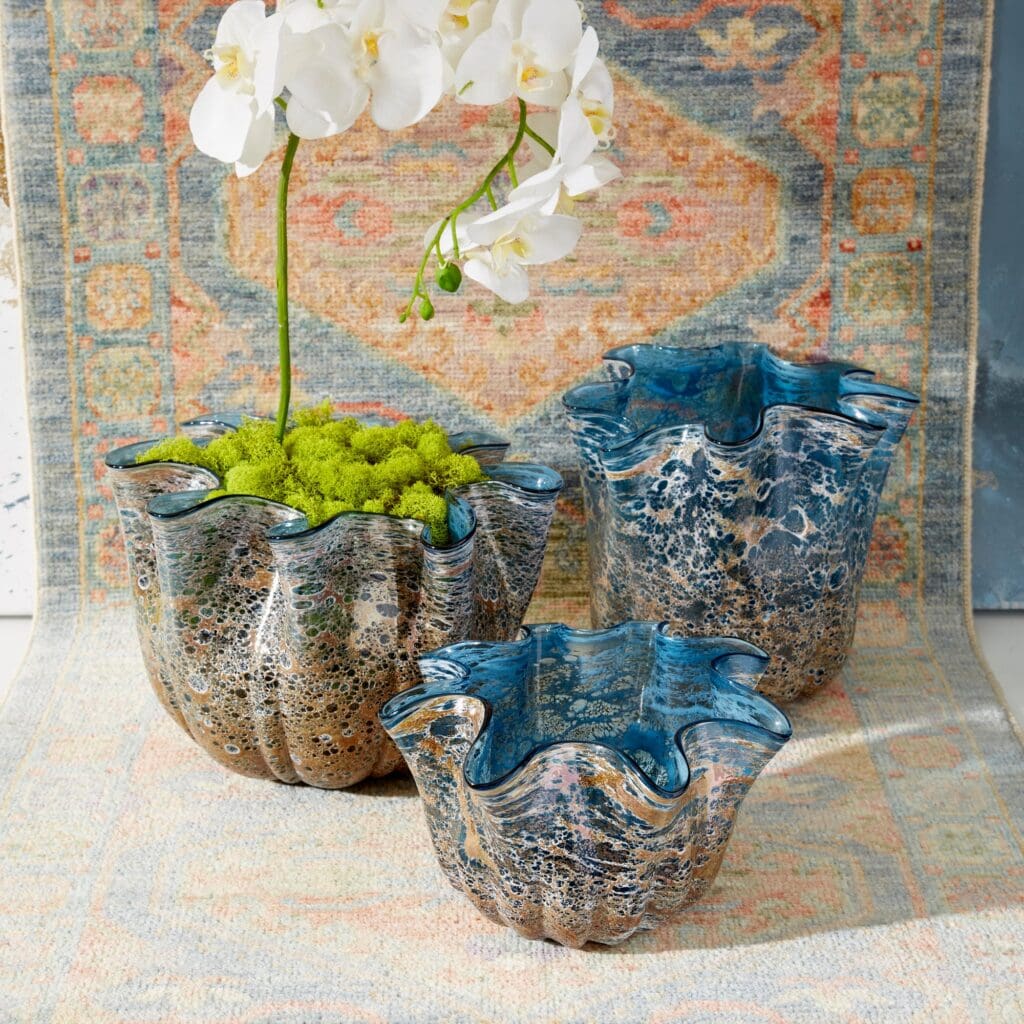 Cyan Design 10877 Meduse Vase - Small Blue Glass Vase for Home Decor, Wedding Centerpieces & Floral Arrangements