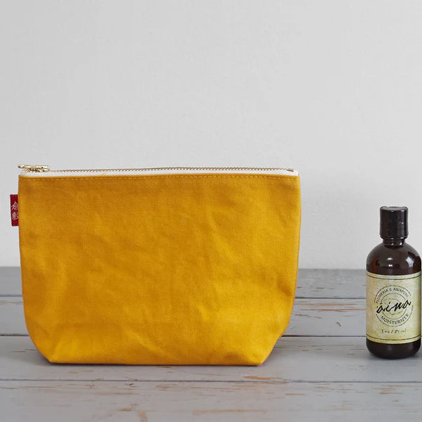 Kurashiki Hampu Canvas Boat Shaped Pouch - Large Size Orange Japanese Style Storage Bag for Travel, Cosmetics & Daily Essentials